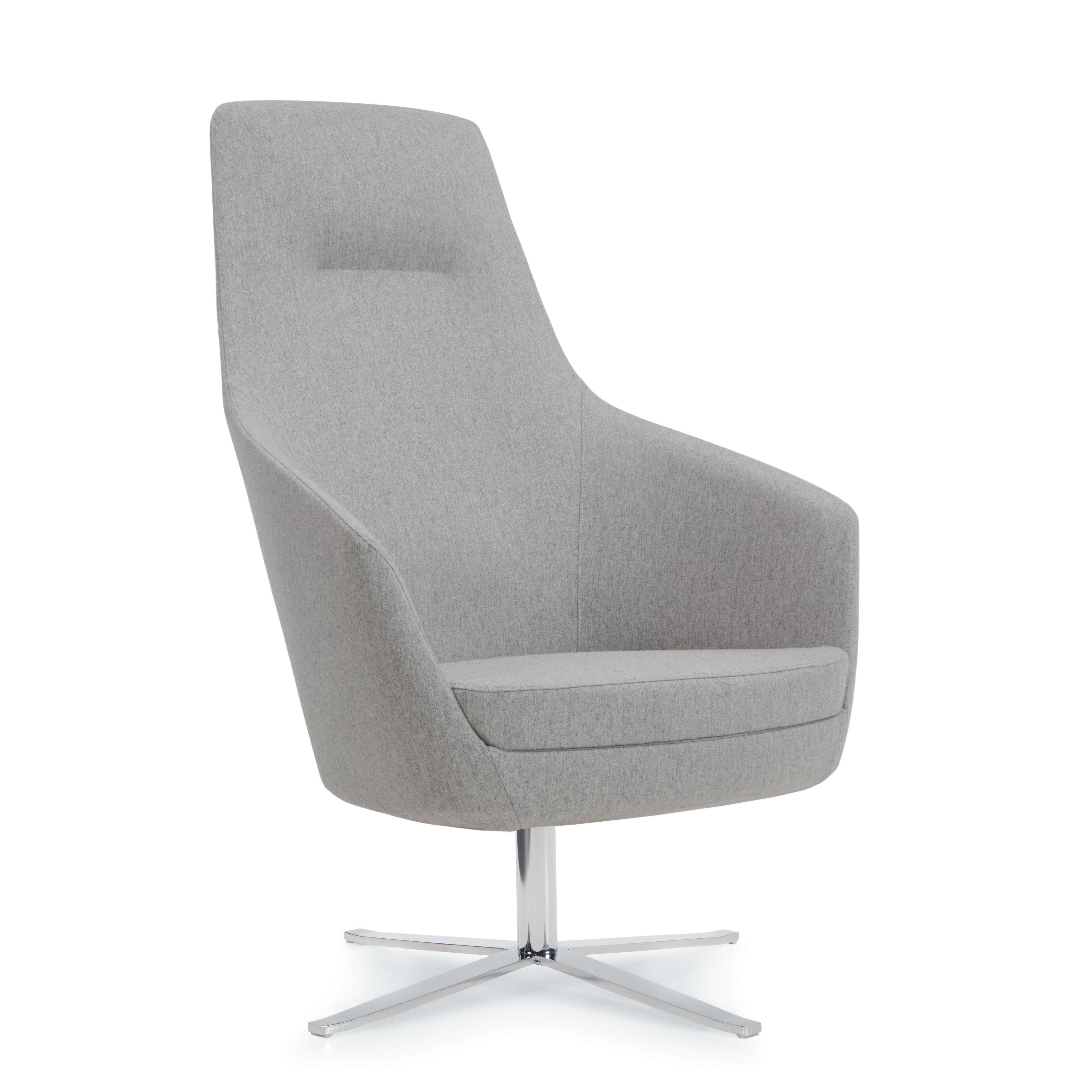 Fauteuil haut dossier Drift - piétement 4 branches chromé - tissu