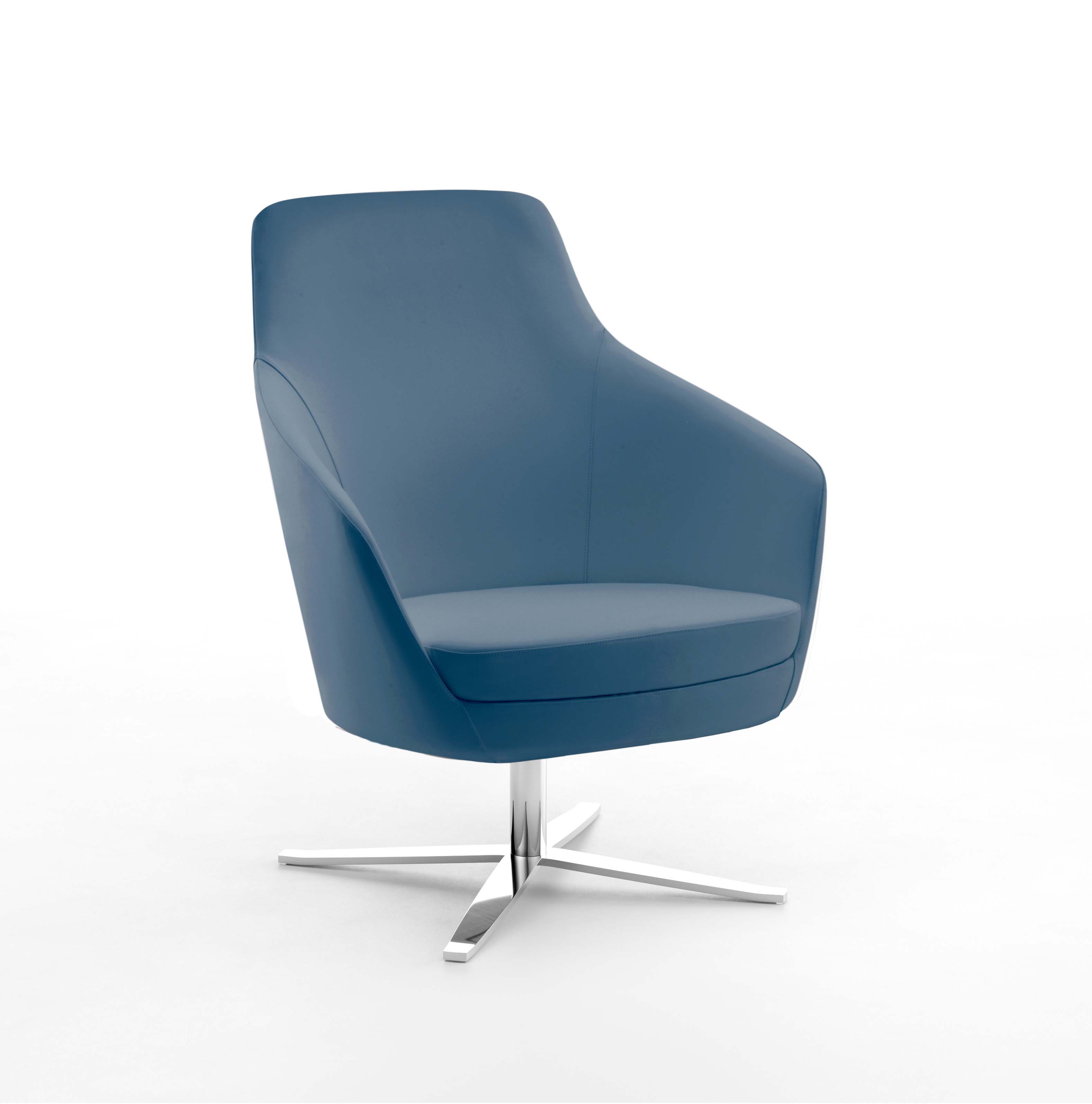 Fauteuil dossier moyen Drift - piétement 4 branches chromé - textile enduit