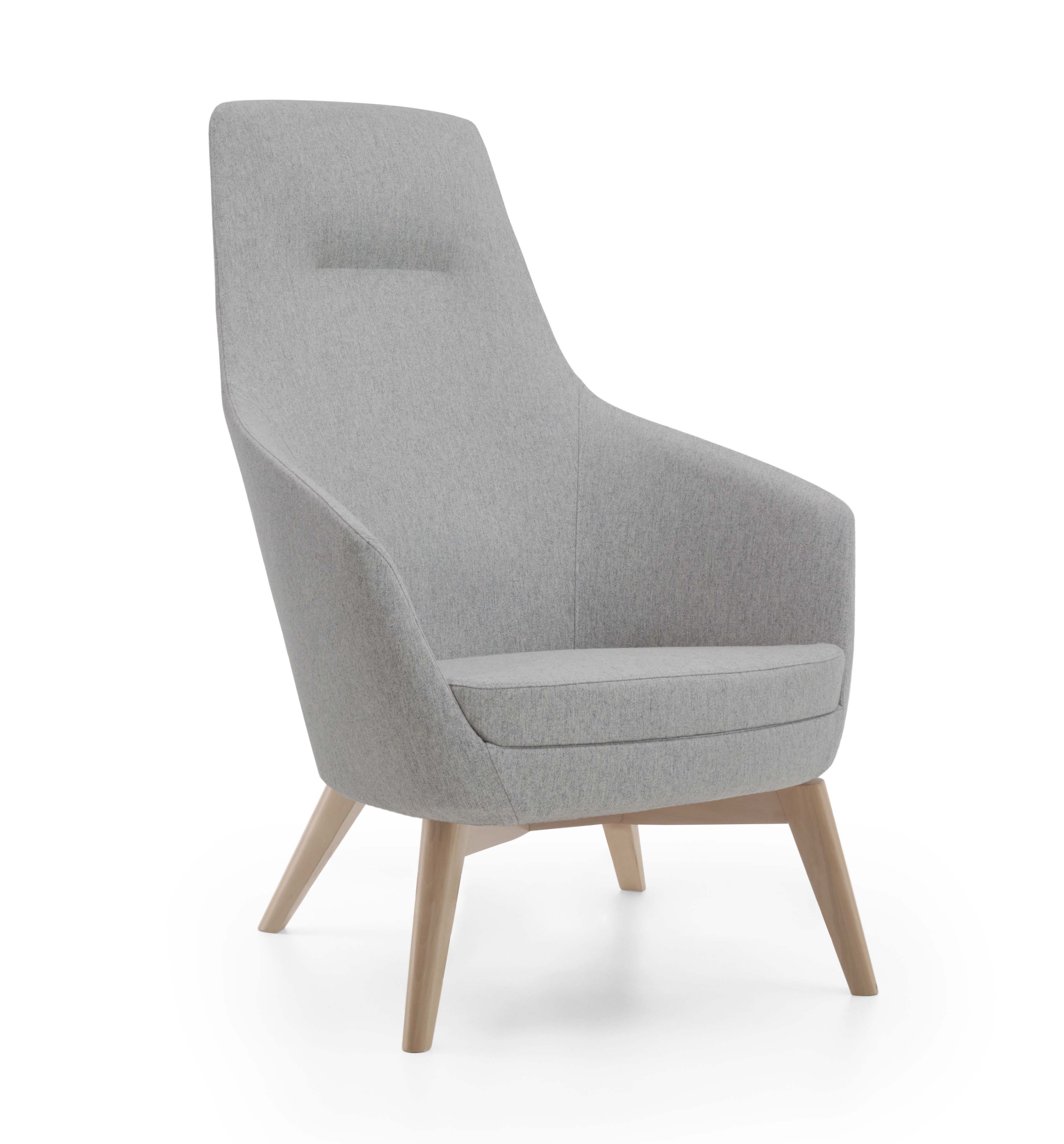Fauteuil haut dossier Drift - piétement hêtre - tissu