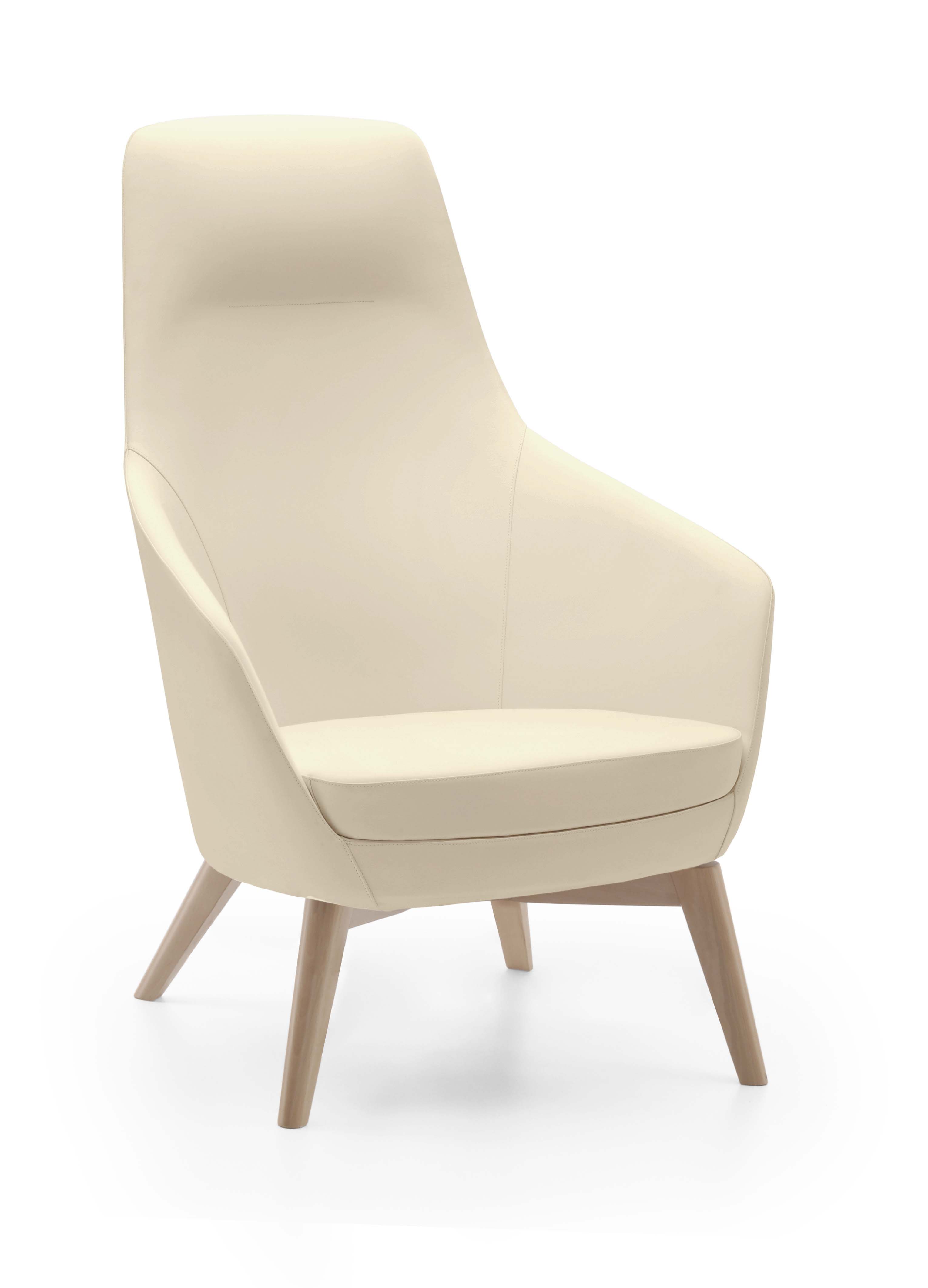 Fauteuil haut dossier Drift - piétement hêtre - textile enduit