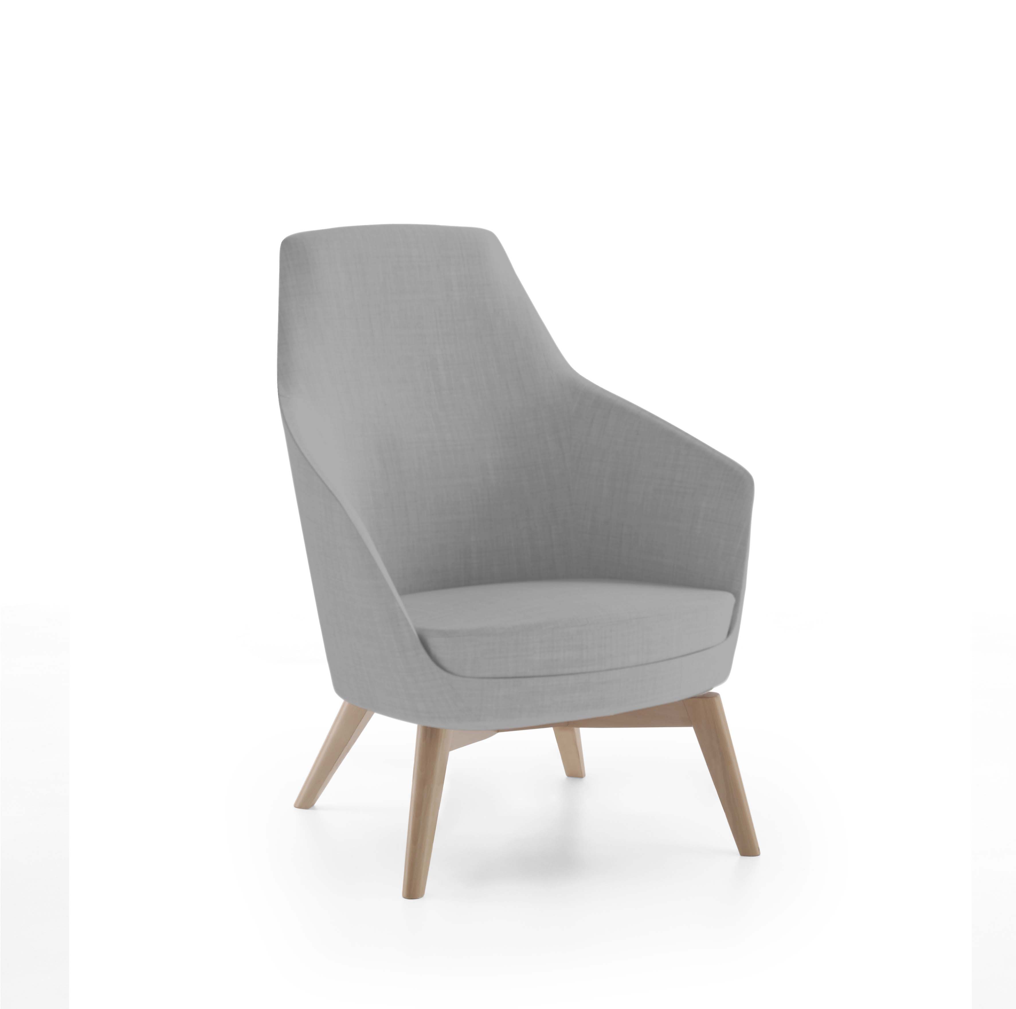 Fauteuil dossier moyen Drift - piétement hêtre - tissu