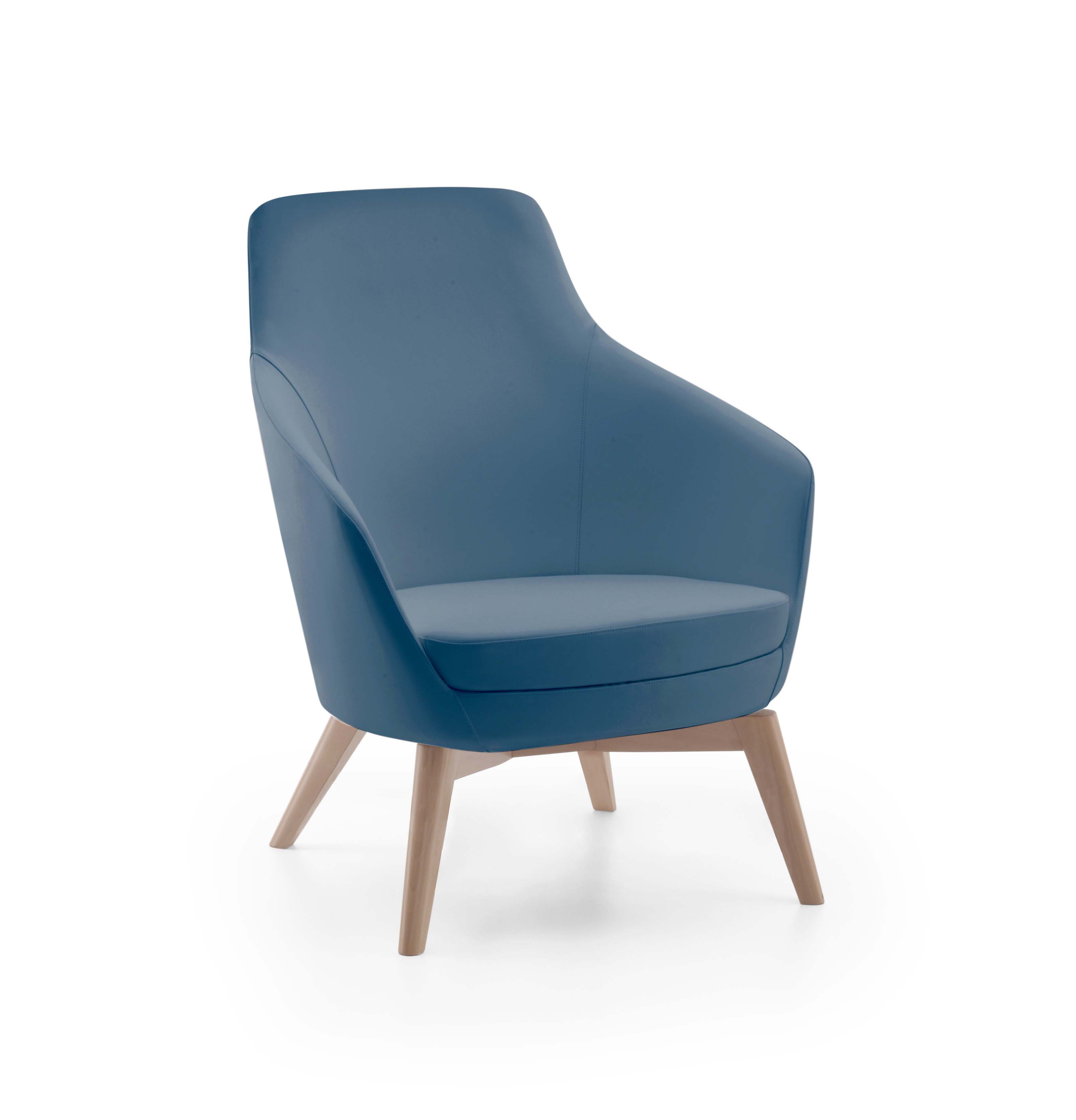 Fauteuil dossier moyen Drift - piétement hêtre - textile enduit