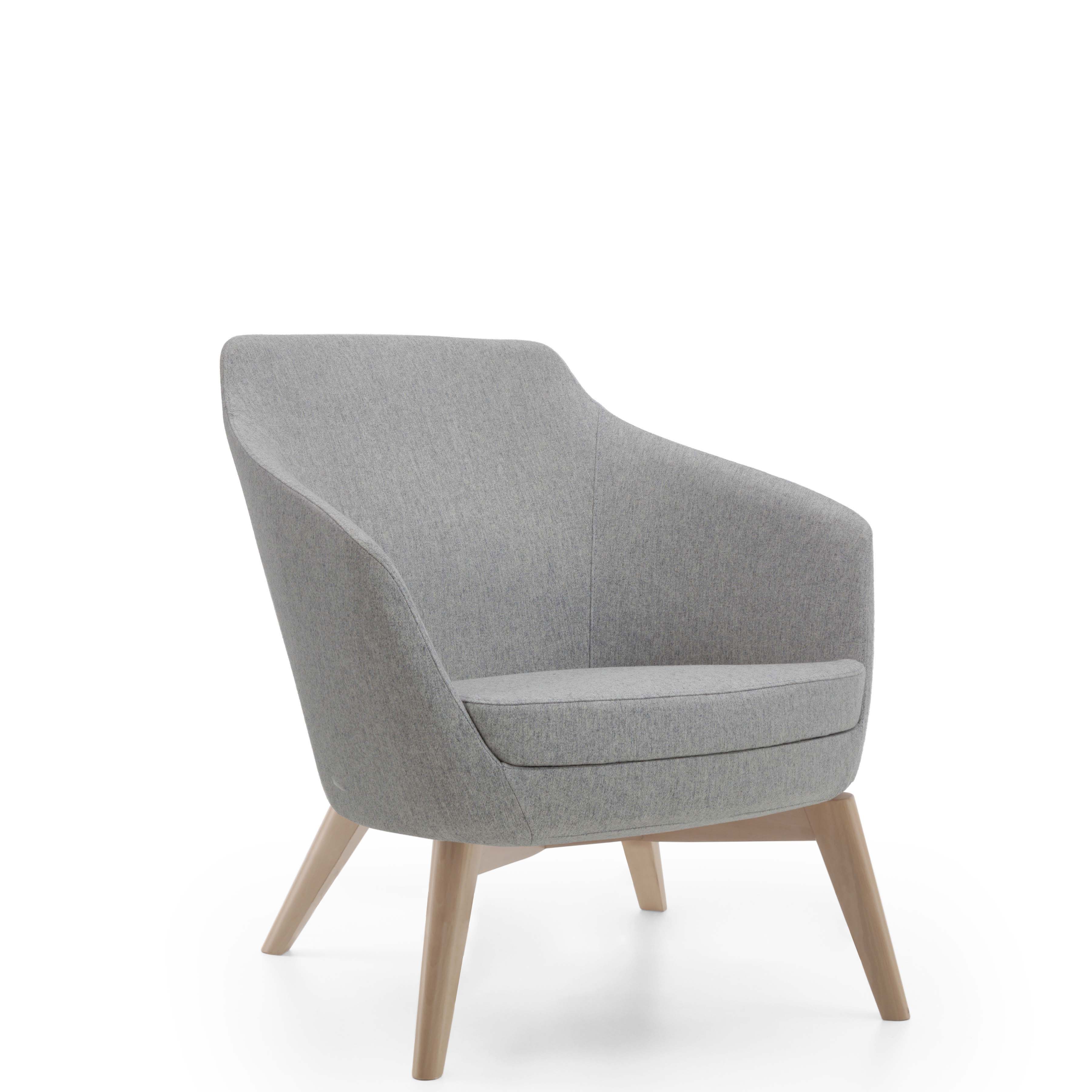 Fauteuil dossier bas Drift - piétement hêtre - tissu