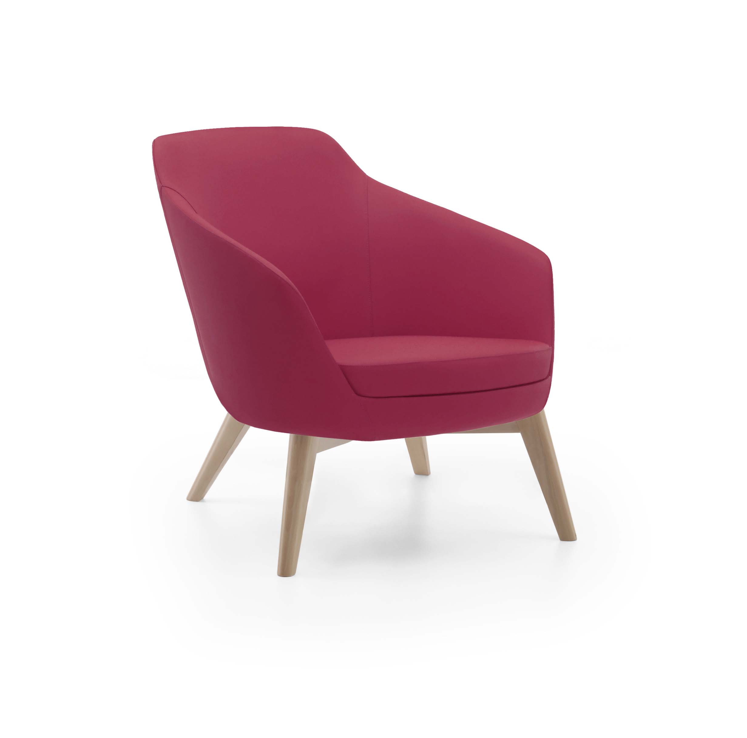 Fauteuil dossier bas Drift - piétement hêtre - textile enduit