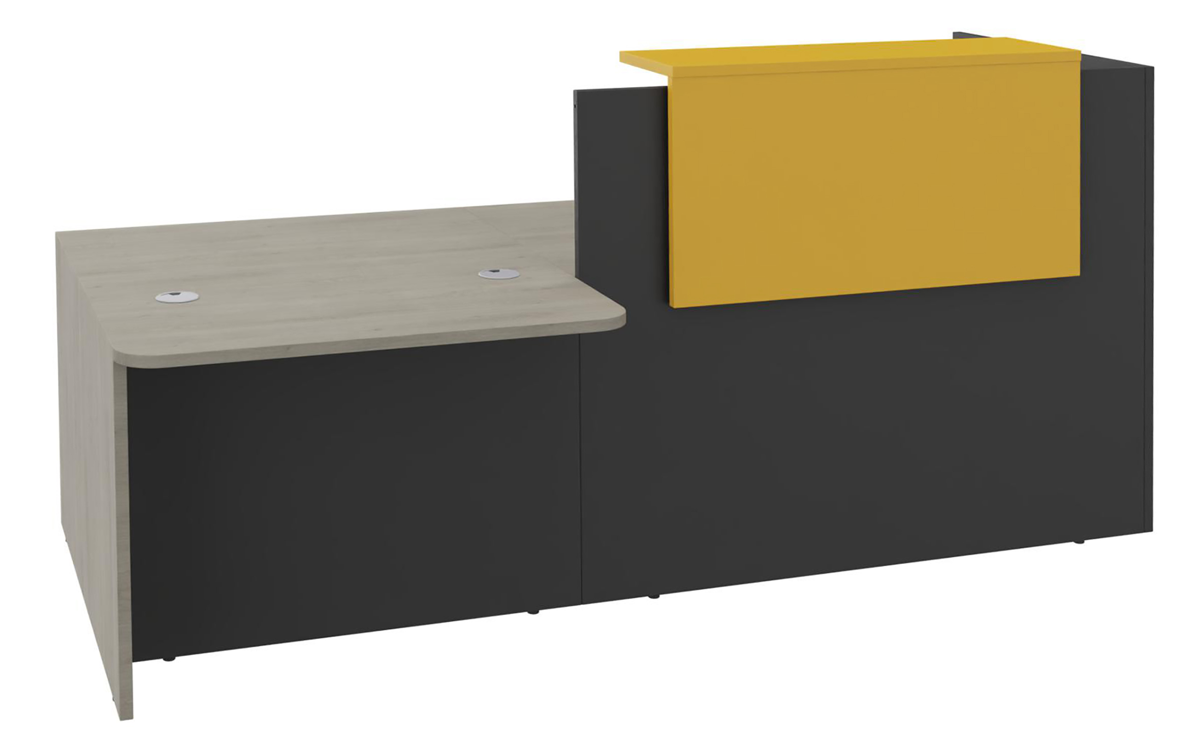 Banque d'accueil droite Ola - l. 242,5 x pr. 115 cm - avec comptoir bas PMR