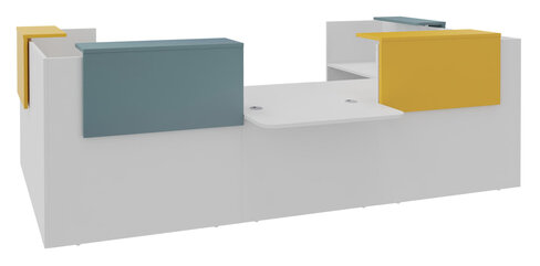 Banque d'accueil en U Ola - l. 345 x pr. 197,5 cm - avec comptoir bas PMR