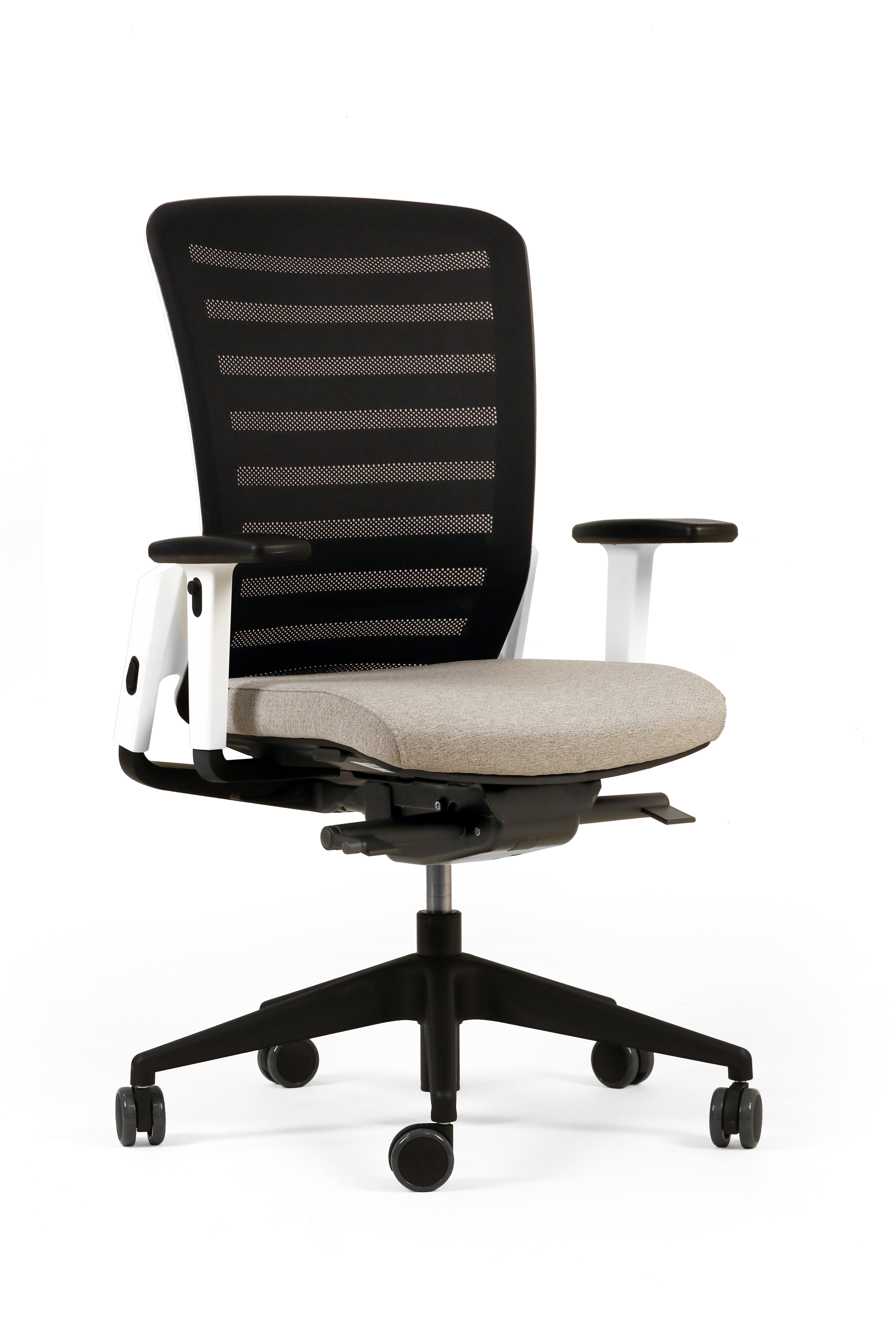 Fauteuil de bureau F8 - assise tissu et dossier résille Stripes 2 - piétement époxy