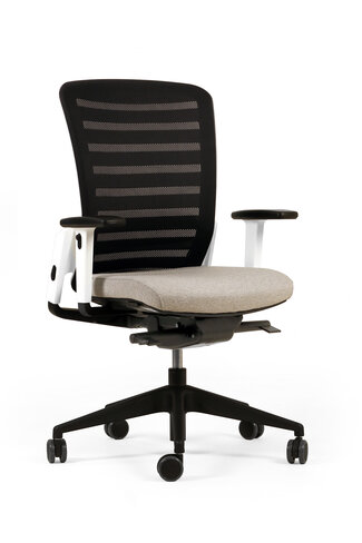 Fauteuil de bureau F8 - assise tissu et dossier résille Stripes 2 - piétement époxy