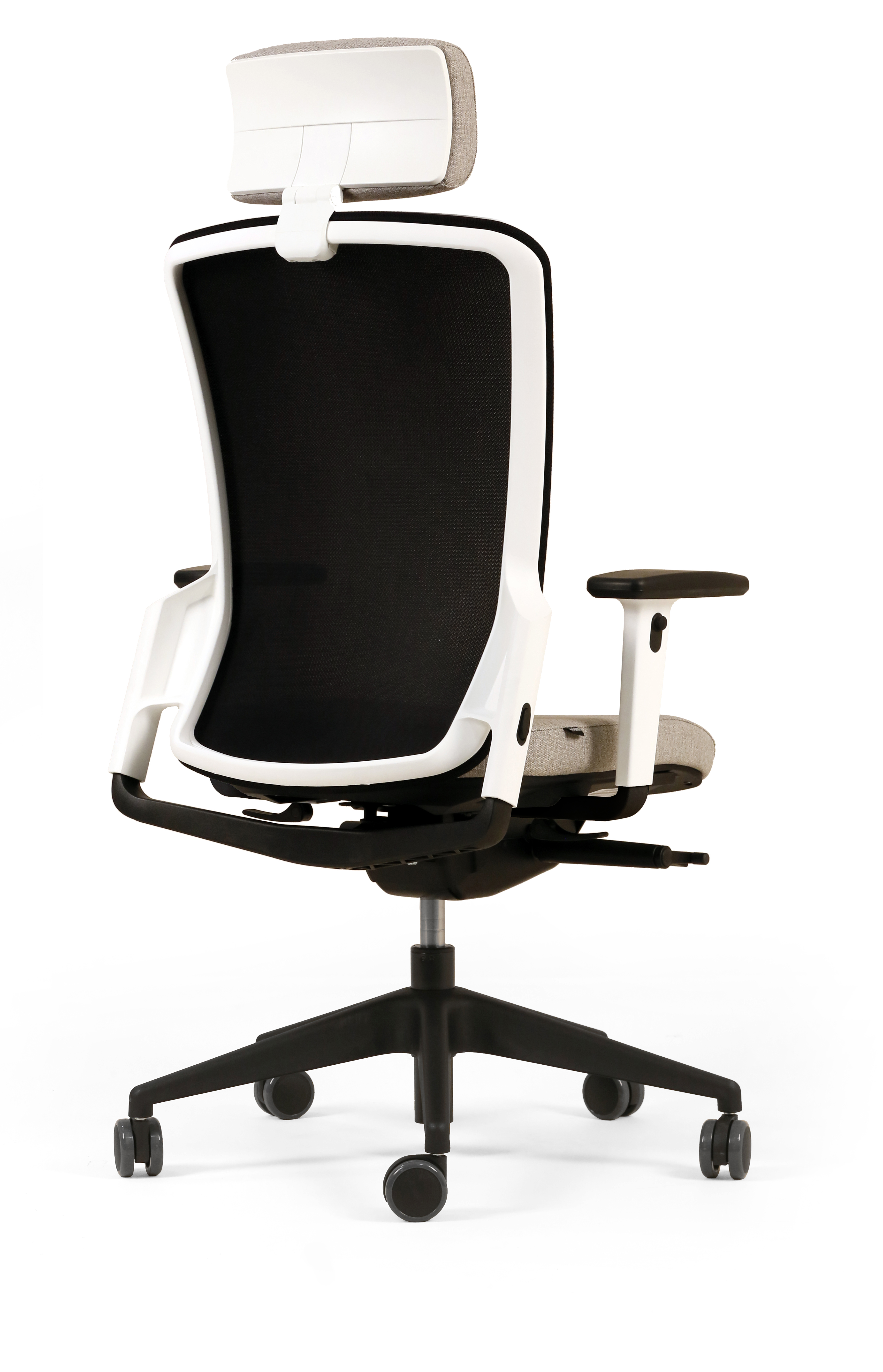 Fauteuil de bureau F8 - assise tissu et dossier résille Rythm - piétement époxy - avec appui-tête