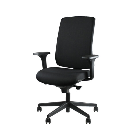 Fauteuil de bureau Vita T - assise et dossier tissu noir roulette sol dur