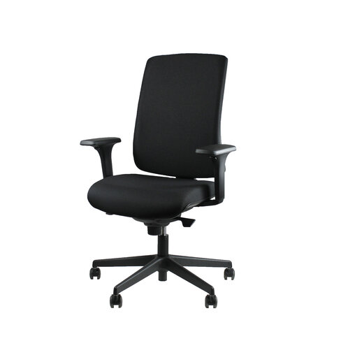 Fauteuil de bureau Vita T - assise et dossier tissu noir roulette sol dur - délai court