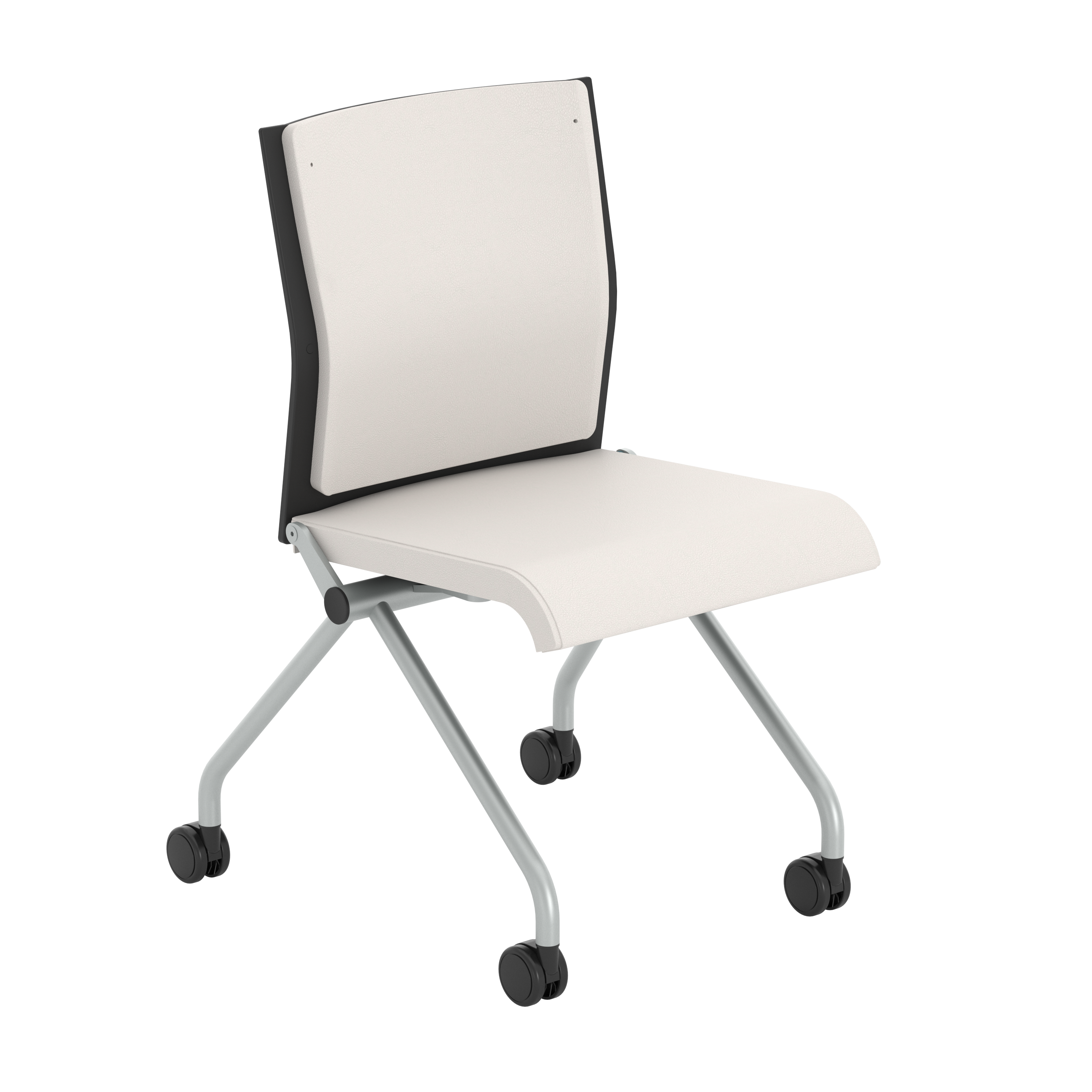 Chaise pliante Please - assise et dossier textile enduit - piétement sur roulettes