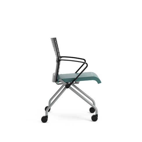 Fauteuil pliant Please - assise textile enduit - dossier polypropylène - piétement sur roulettes