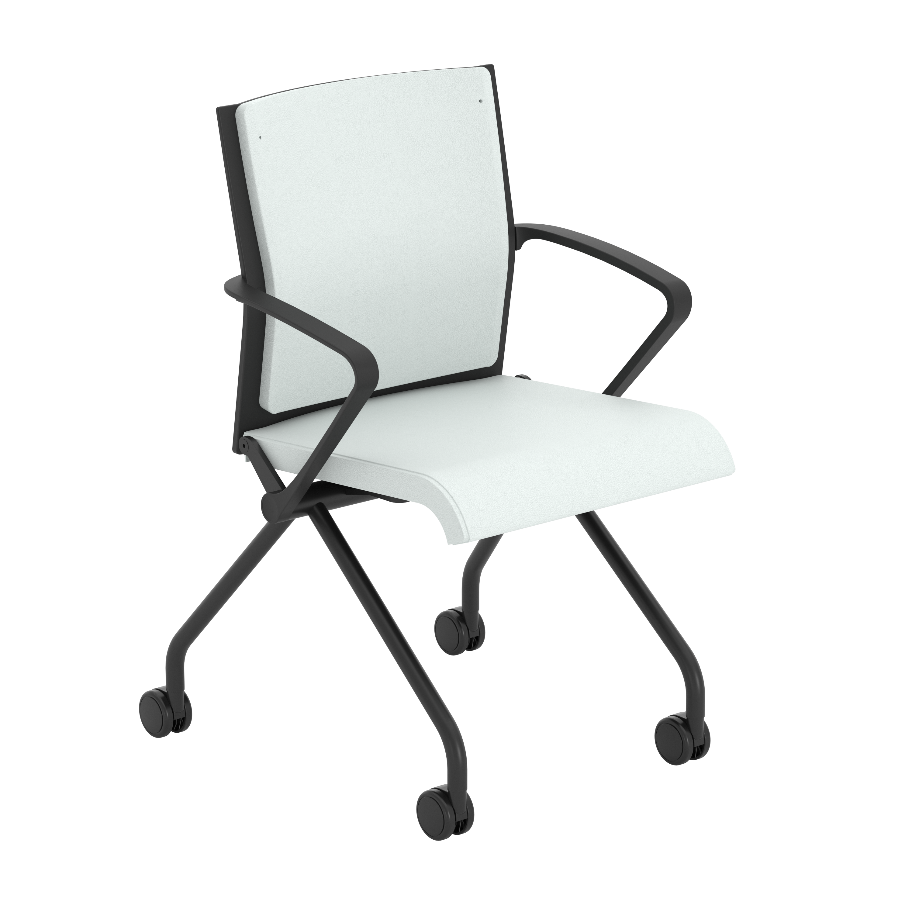 Fauteuil pliant Please - assise et dossier textile enduit - piétement sur roulettes