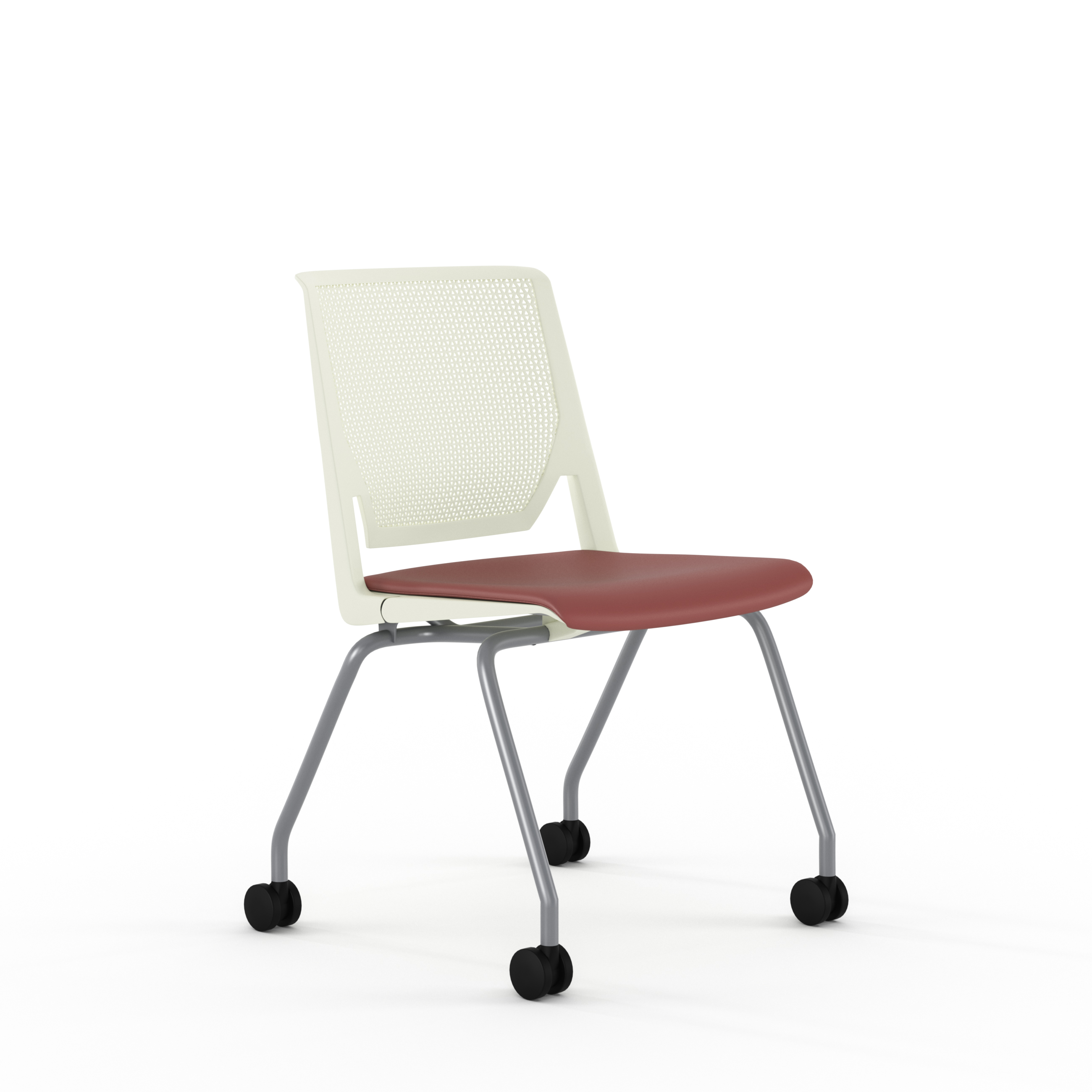 Chaise 4 pieds Véry - assise textile enduit - dossier polypropylène - piétement époxy sur roulettes