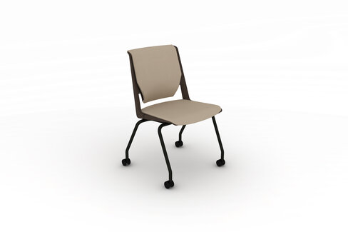 Chaise 4 pieds Véry - tissu - piétement époxy sur roulettes