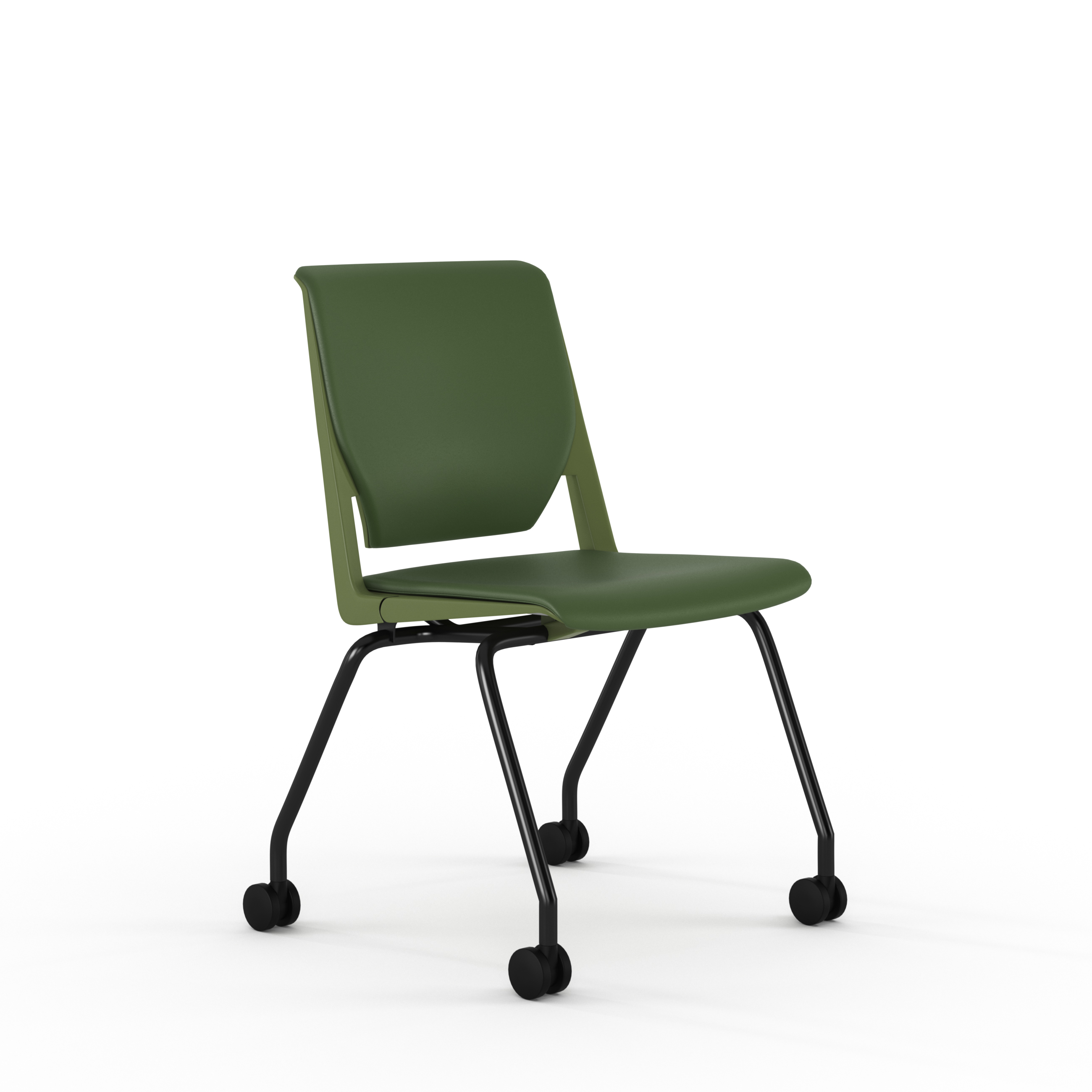 Chaise 4 pieds Véry - textile enduit - piétement époxy sur roulettes