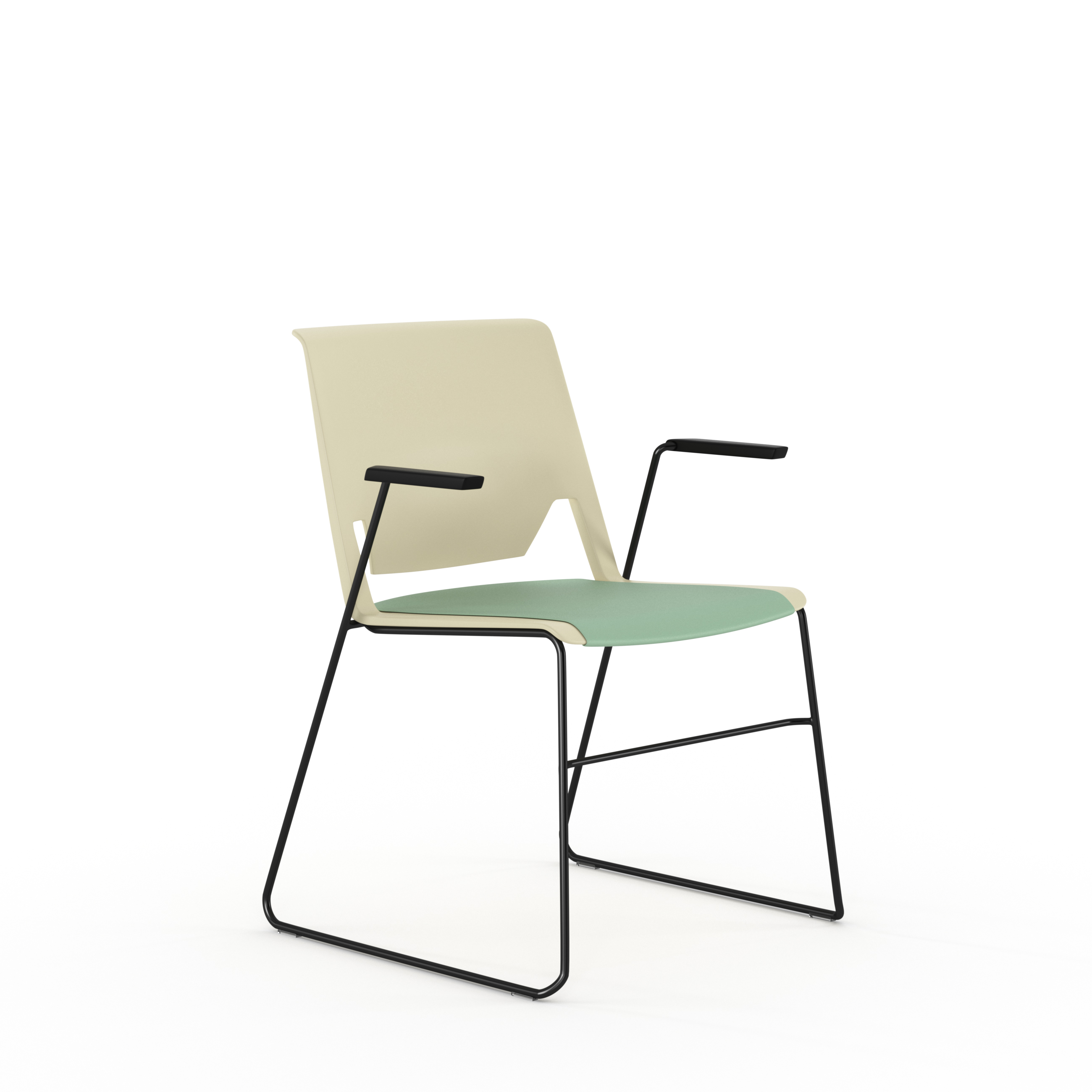 Fauteuil traineau Véry - assise textile enduit - dossier polypropylène - piétement époxy