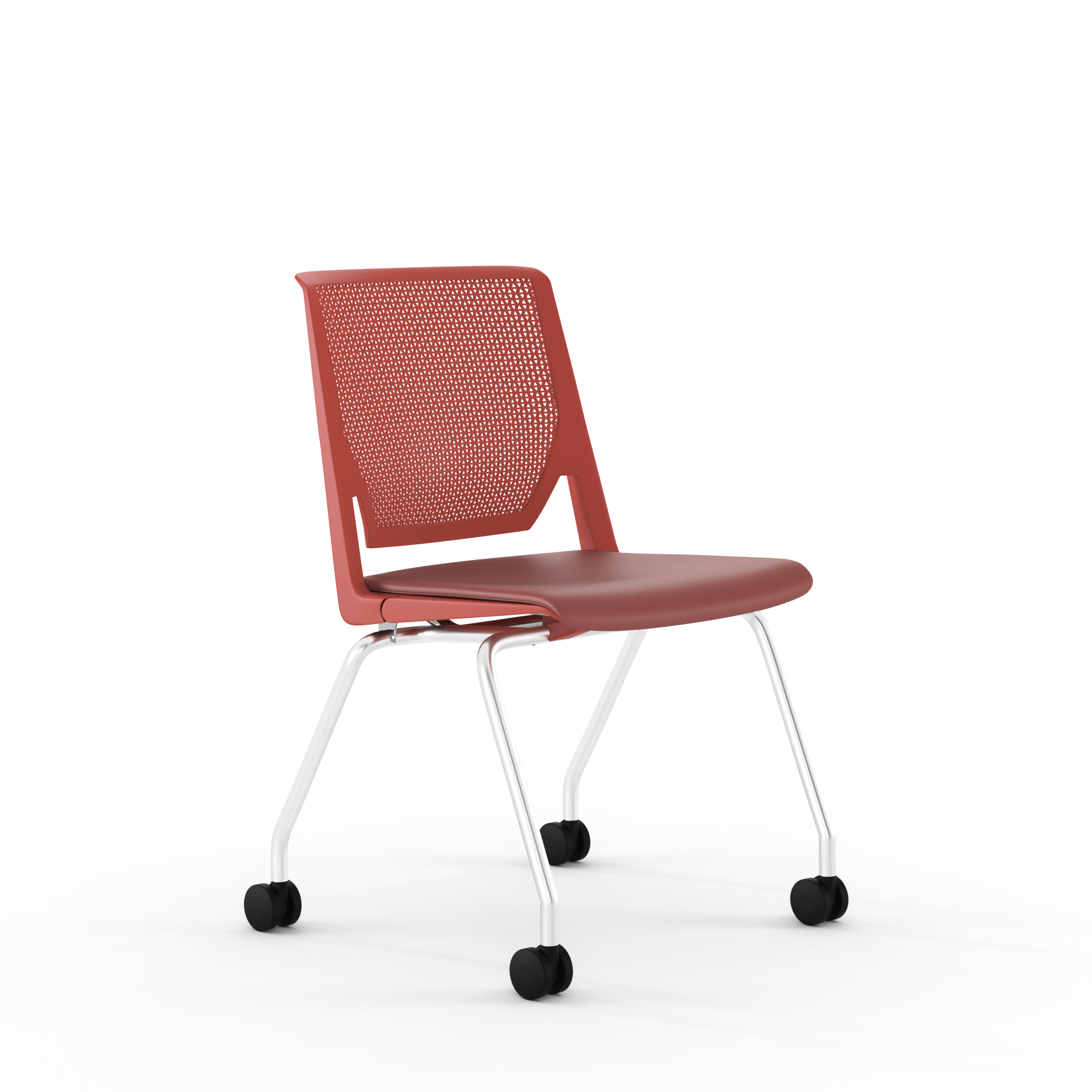 Chaise 4 pieds Véry - assise textile enduit - dossier polypropylène - piétement chrome sur roulettes