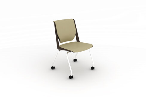 Chaise 4 pieds Véry - cuir - piétement chrome sur roulettes