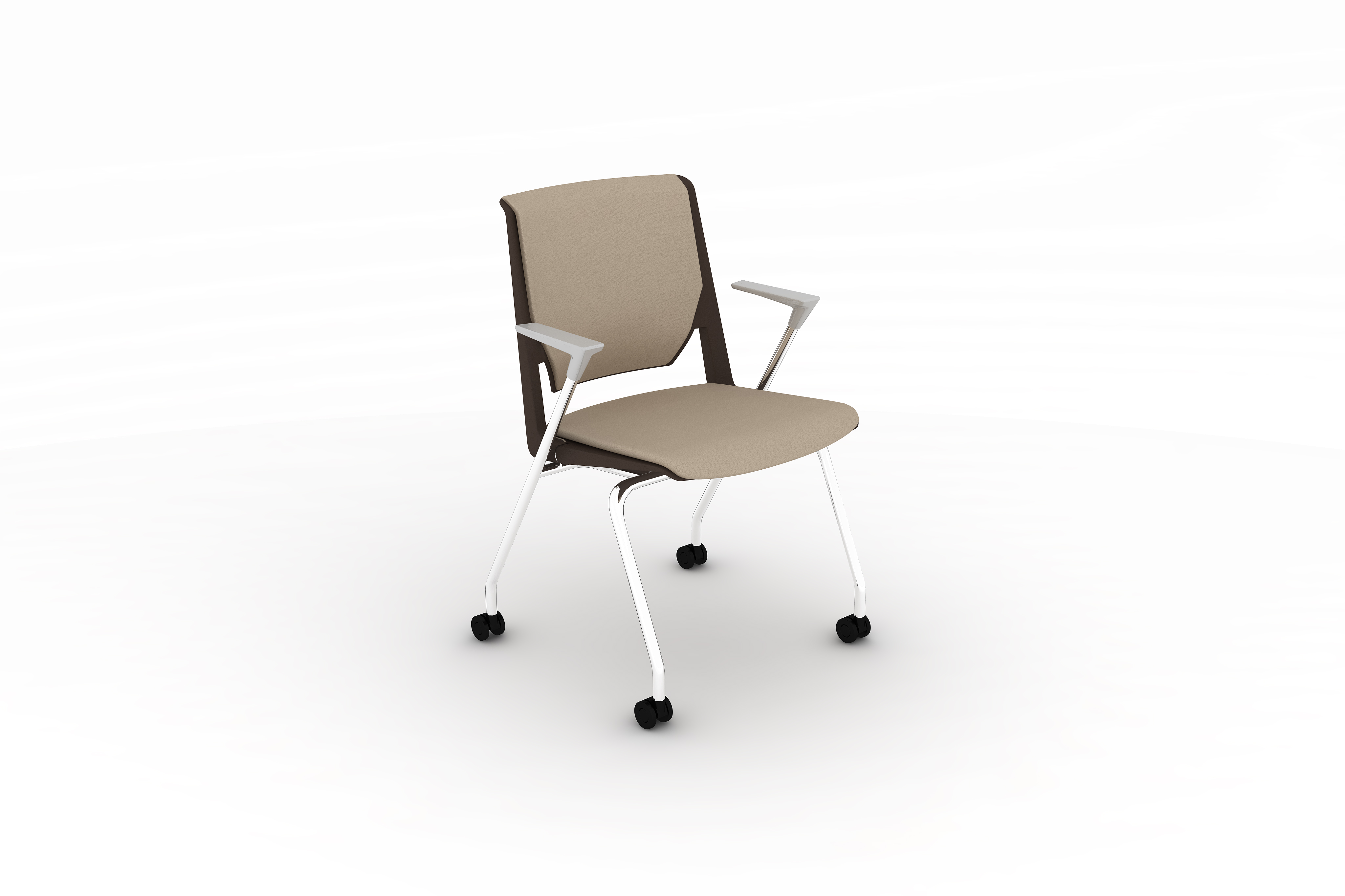 Fauteuil 4 pieds Véry - tissu - piétement chrome sur roulettes