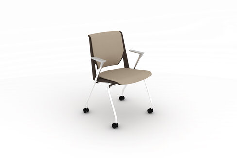 Fauteuil 4 pieds Véry - tissu - piétement chrome sur roulettes