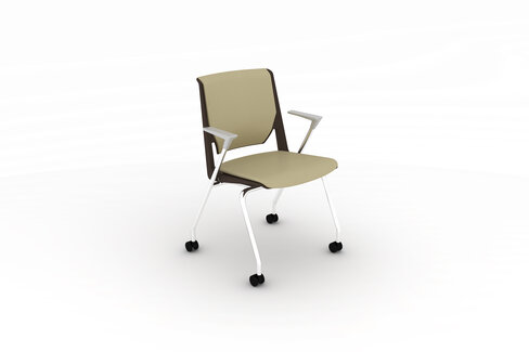 Fauteuil 4 pieds Véry - cuir - piétement chrome sur roulettes