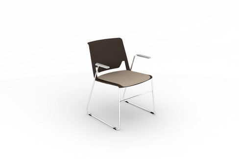 Fauteuil traineau Véry - assise tissu - dossier polypropylène - piétement chrome