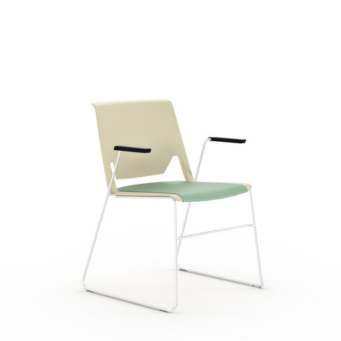 Fauteuil traineau Véry - assise textile enduit - dossier polypropylène - piétement chrome