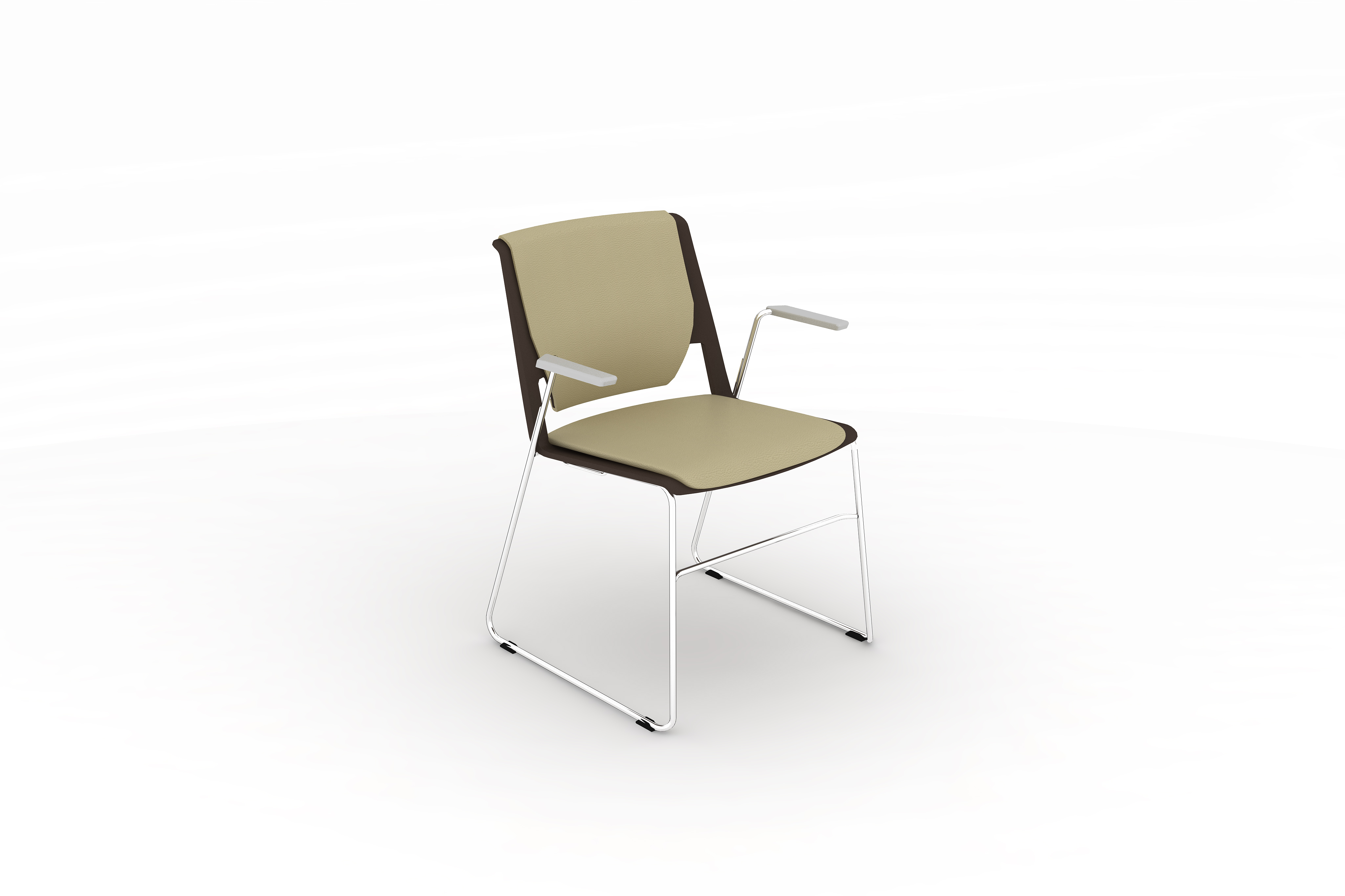 Fauteuil traineau Véry - cuir - piétement chrome
