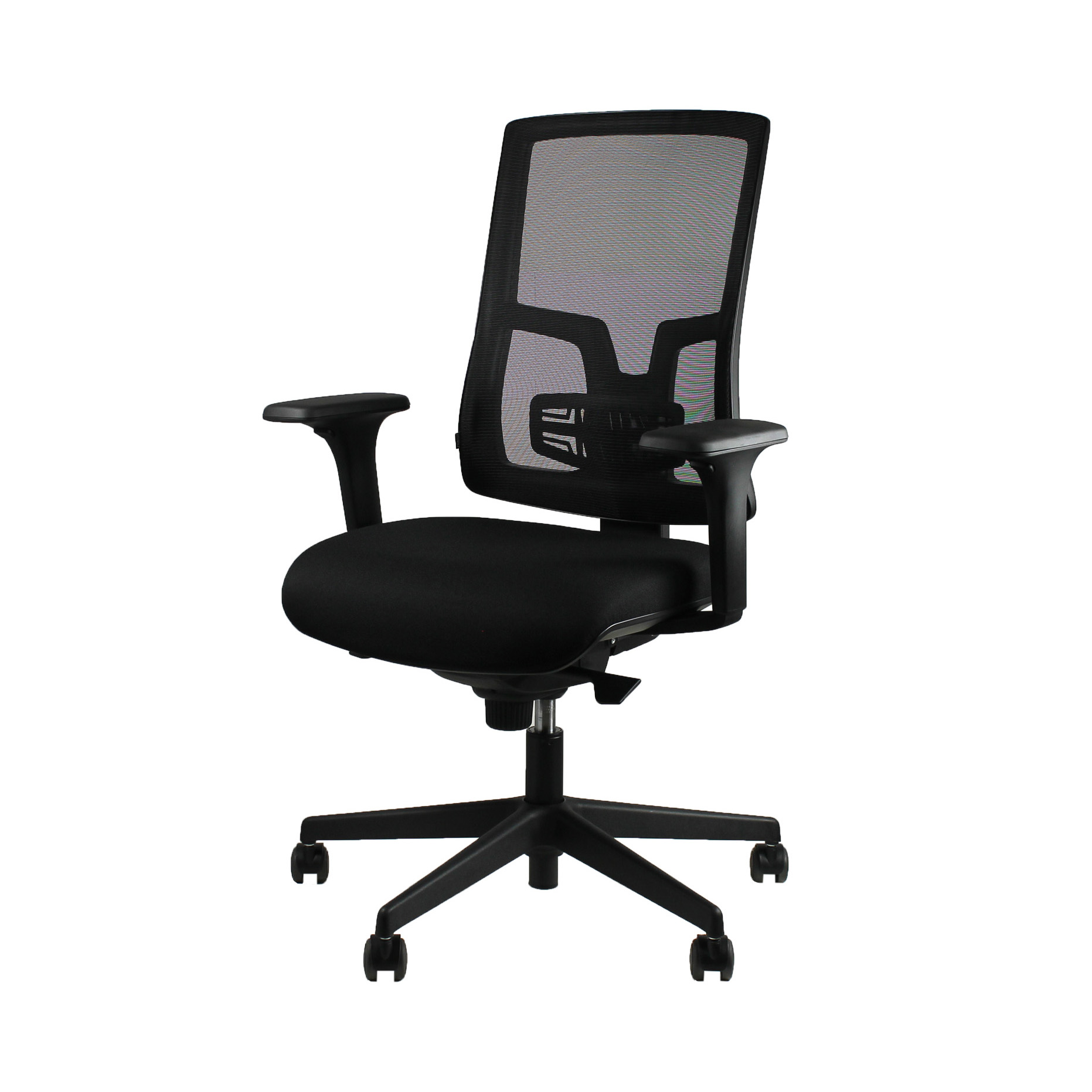 Fauteuil de bureau Vita - assise tissu noir dossier résille dossier résille noir - roulette sol dur