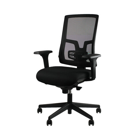 Fauteuil de bureau Vita - assise tissu noir dossier résille dossier résille noir - roulette sol dur