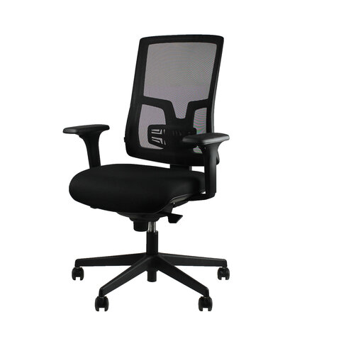 Fauteuil de bureau Vita - assise noir tissu dossier résille noir - roulettes sol dur - délai court
