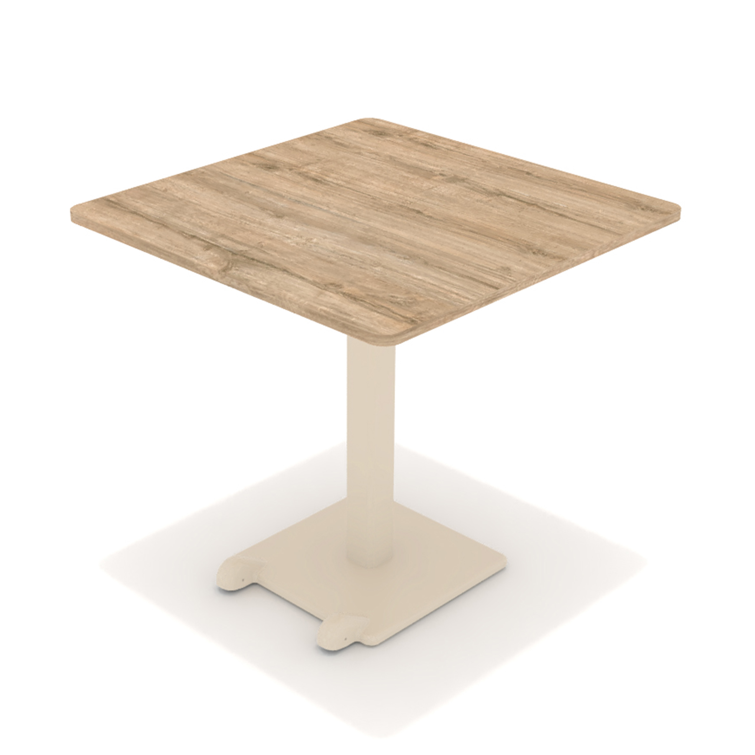 Table Ziiit - 80 x 80 cm - plateau stratifié antibactérien chant ABS - piétement central acier embase fonte
