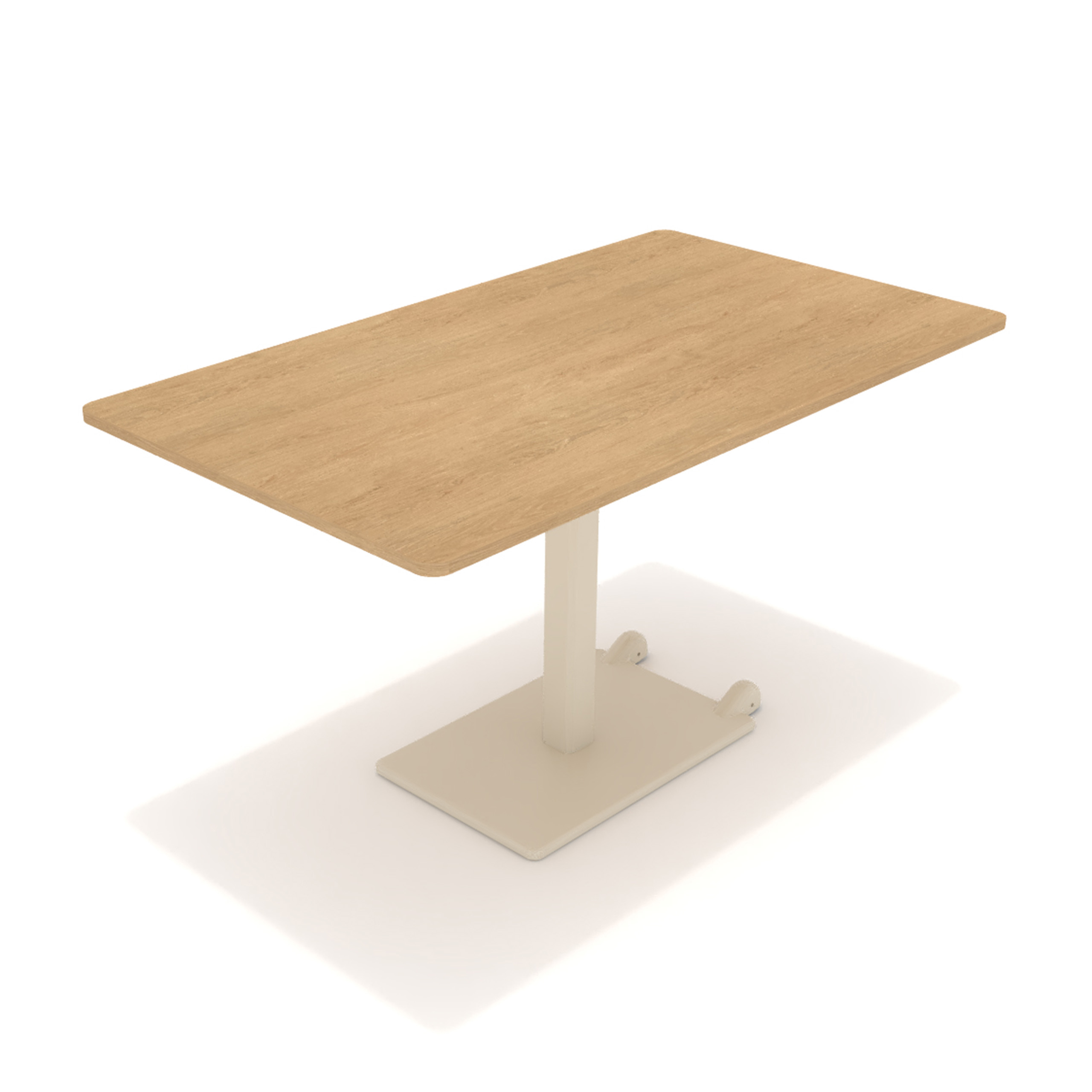Table Ziiit - 140 x 80 cm - plateau stratifié antibactérien chant ABS - piétement central acier embase fonte