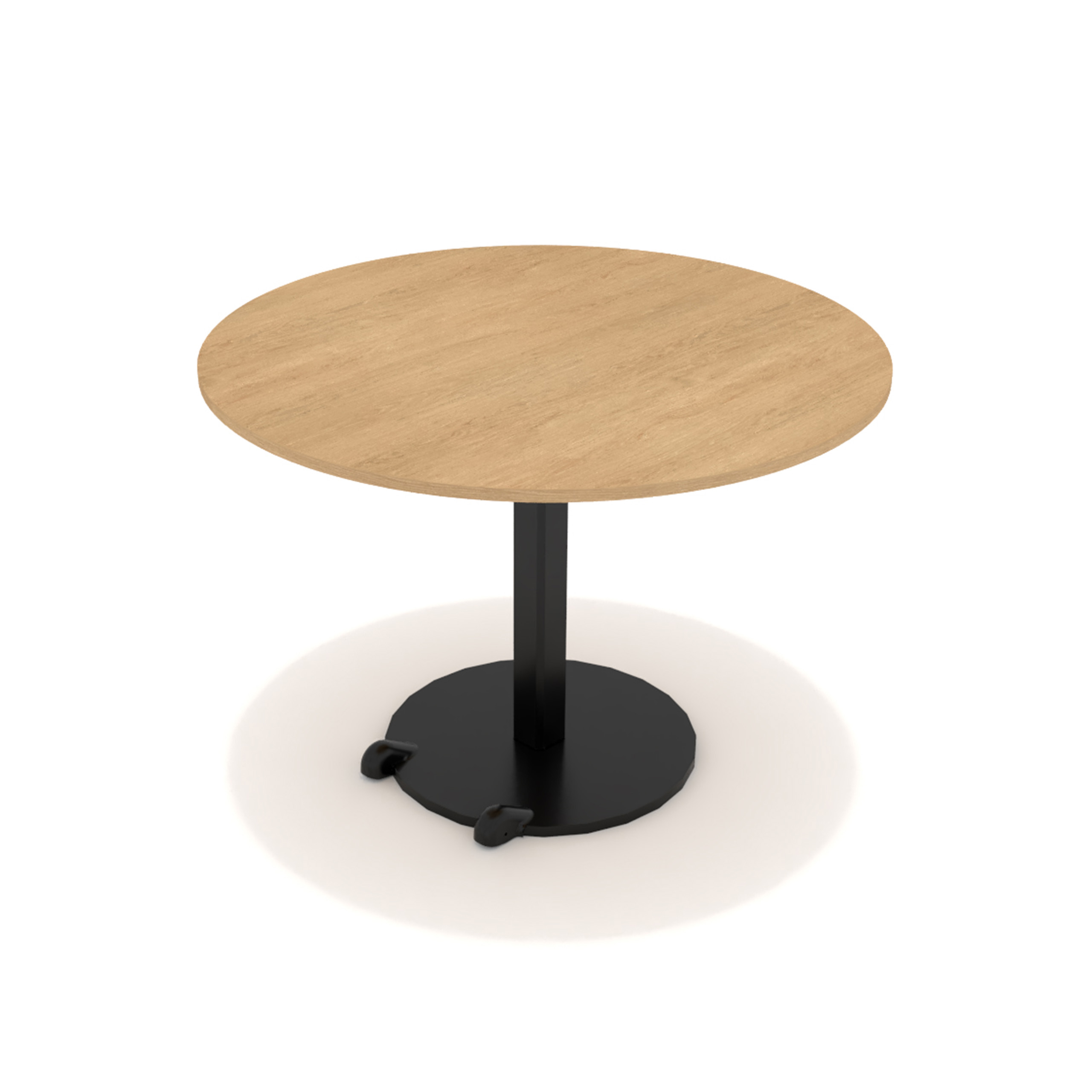 Table Ziiit - Ø 110 cm - plateau stratifié antibactérien chant ABS - piétement central acier embase fonte