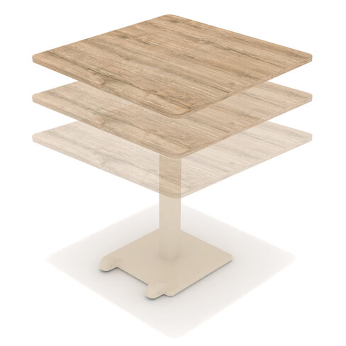 Table Ziiit - 80 x 80 cm - plateau stratifié antibactérien chant ABS - piétement central acier fonte hauteur réglable