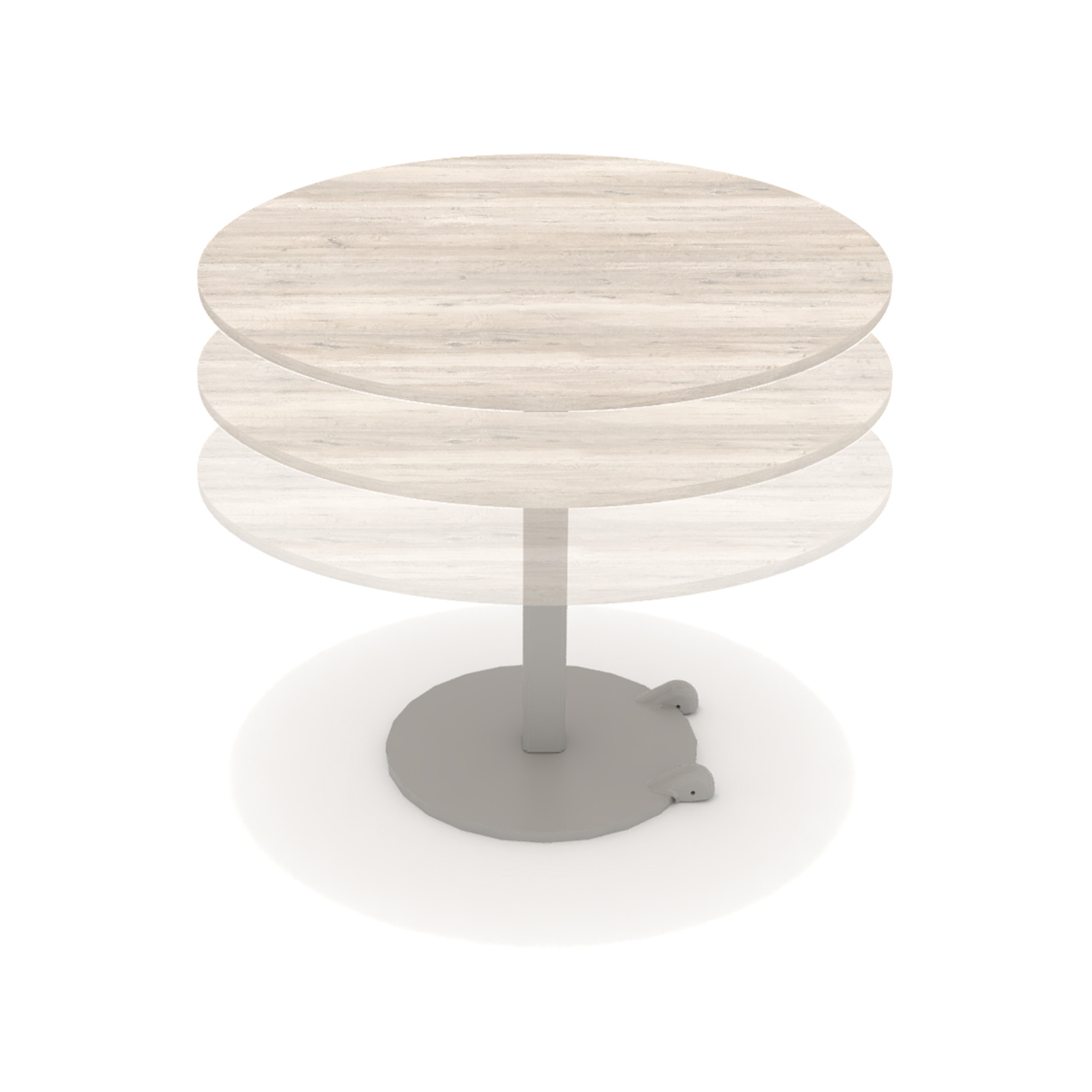 Table Ziiit - Ø 110 cm - plateau stratifié antibactérien chant ABS - piétement central acier fonte hauteur réglable