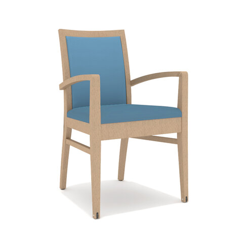 Bridge de restauration 4 pieds Eden dos plein - assise et dossier tissu enduit - structure hêtre massif verni