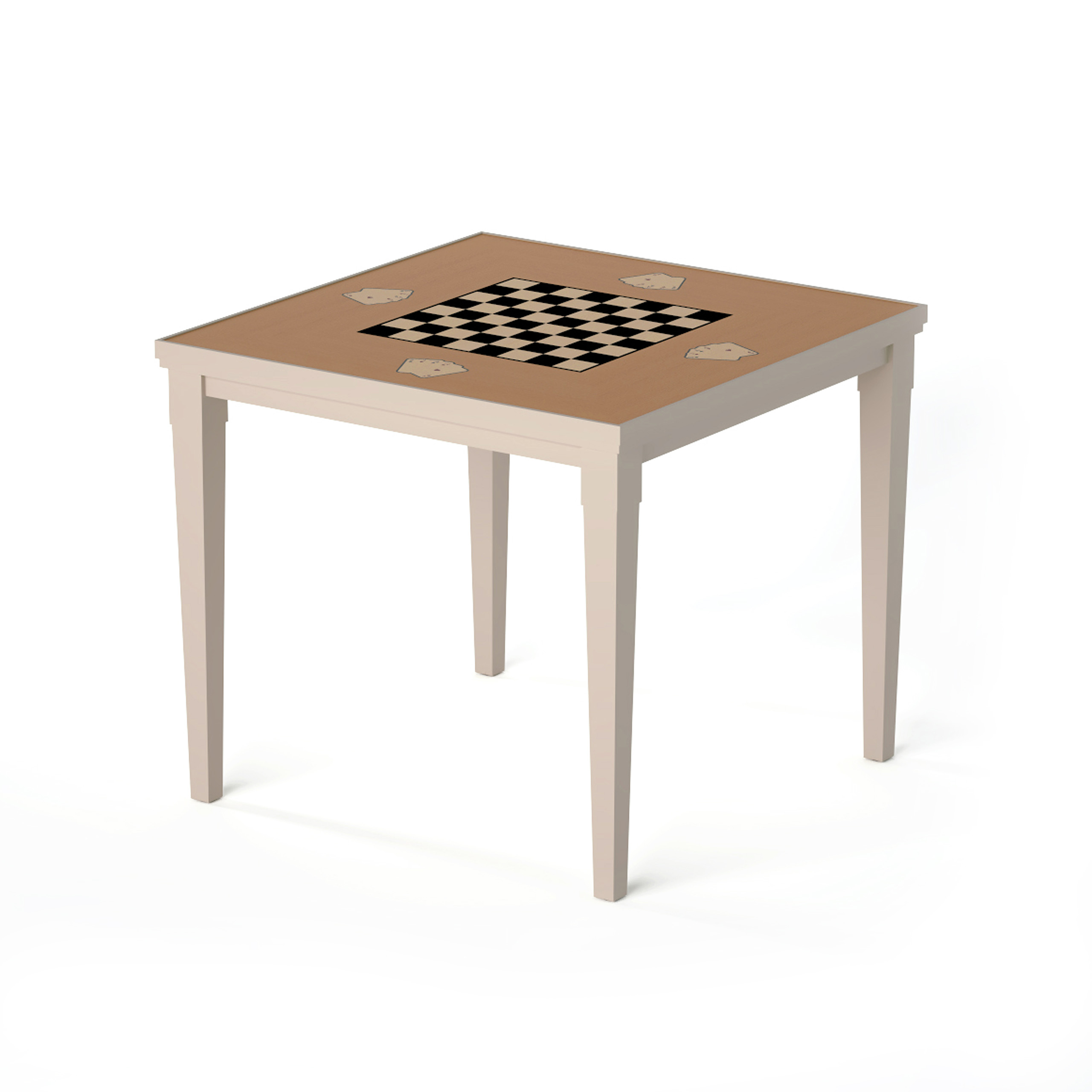 Table de jeu Enghien - 90 x 90 x h. 78 cm - plateau bois - 4 pieds hêtre massif