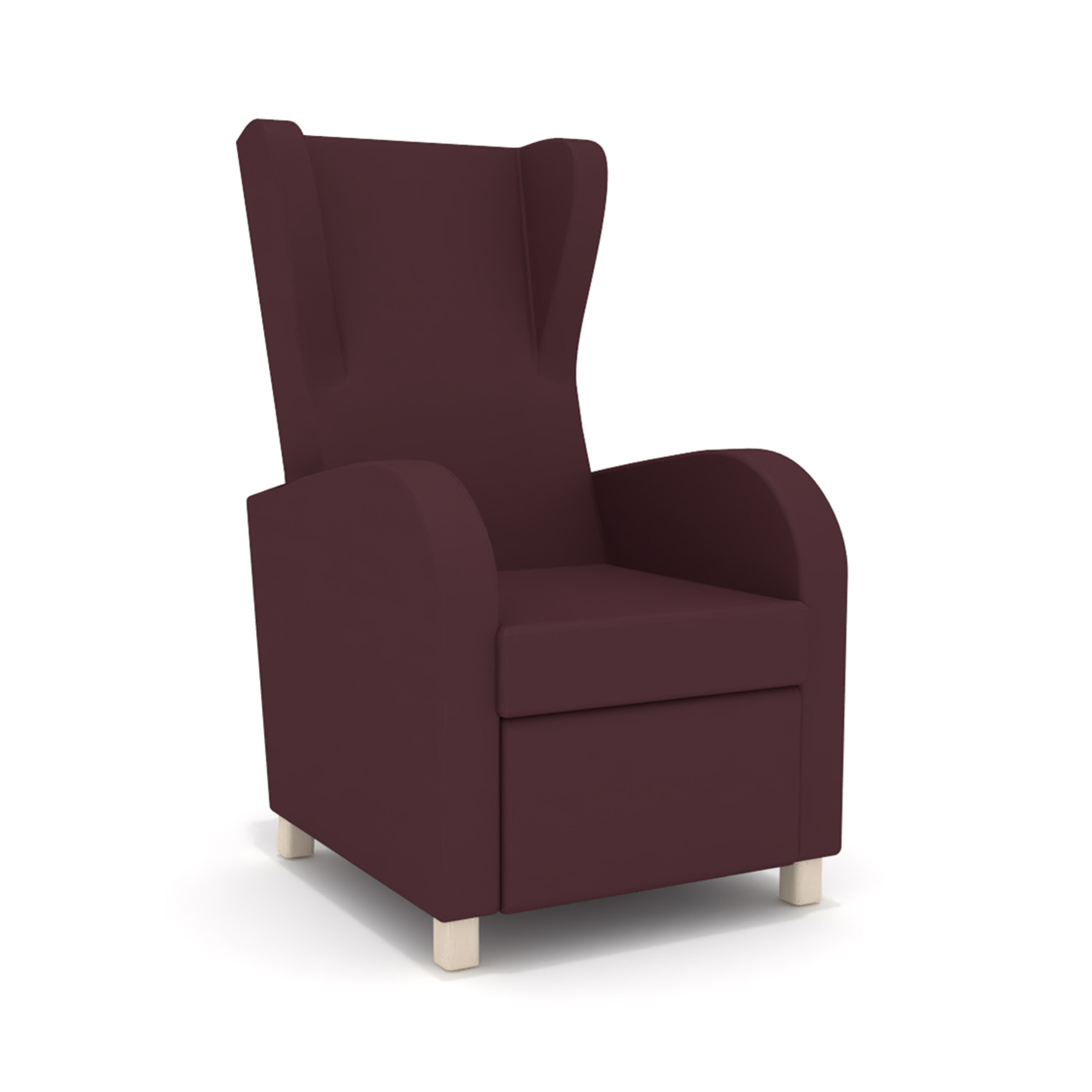 Fauteuil de repos Bjorn - assise et dossier tissu enduit - accotoirs rembourrés - pieds hêtre massif