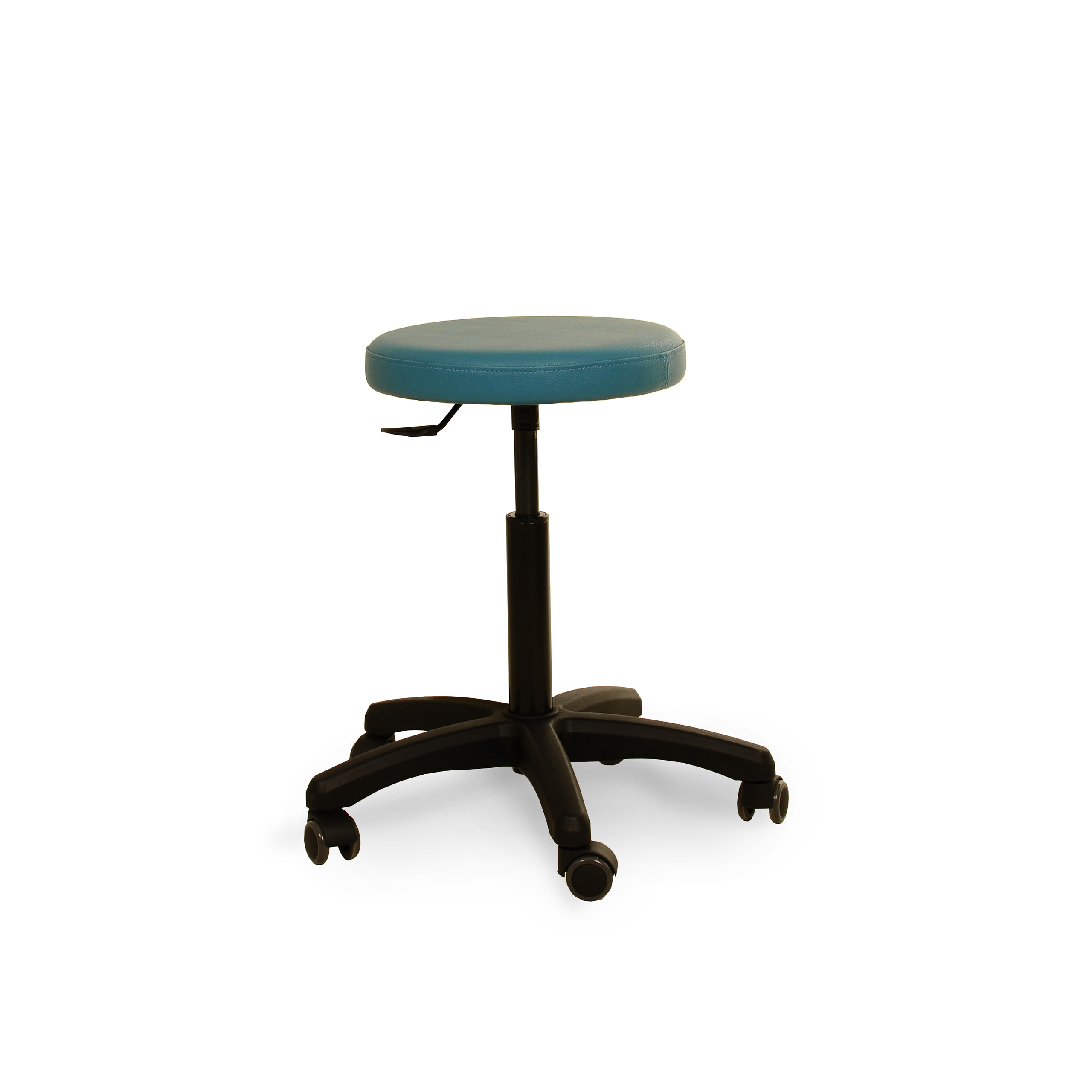 Tabouret rond à roulettes - assise tissu enduit - embase 5 branches noir