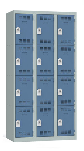 Vestiaire non visitable 3 colonnes 4 casiers galvanisé - l. 30 cm - impératif : serrure en option 