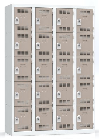 Vestiaire non visitable 4 colonnes 5 casiers galvanisé - l. 30 cm - impératif : serrure en option 