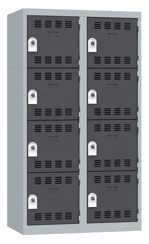 Vestiaire non visitable 2 colonnes 4 casiers galvanisé - l. 40 cm - impératif : serrure en option 