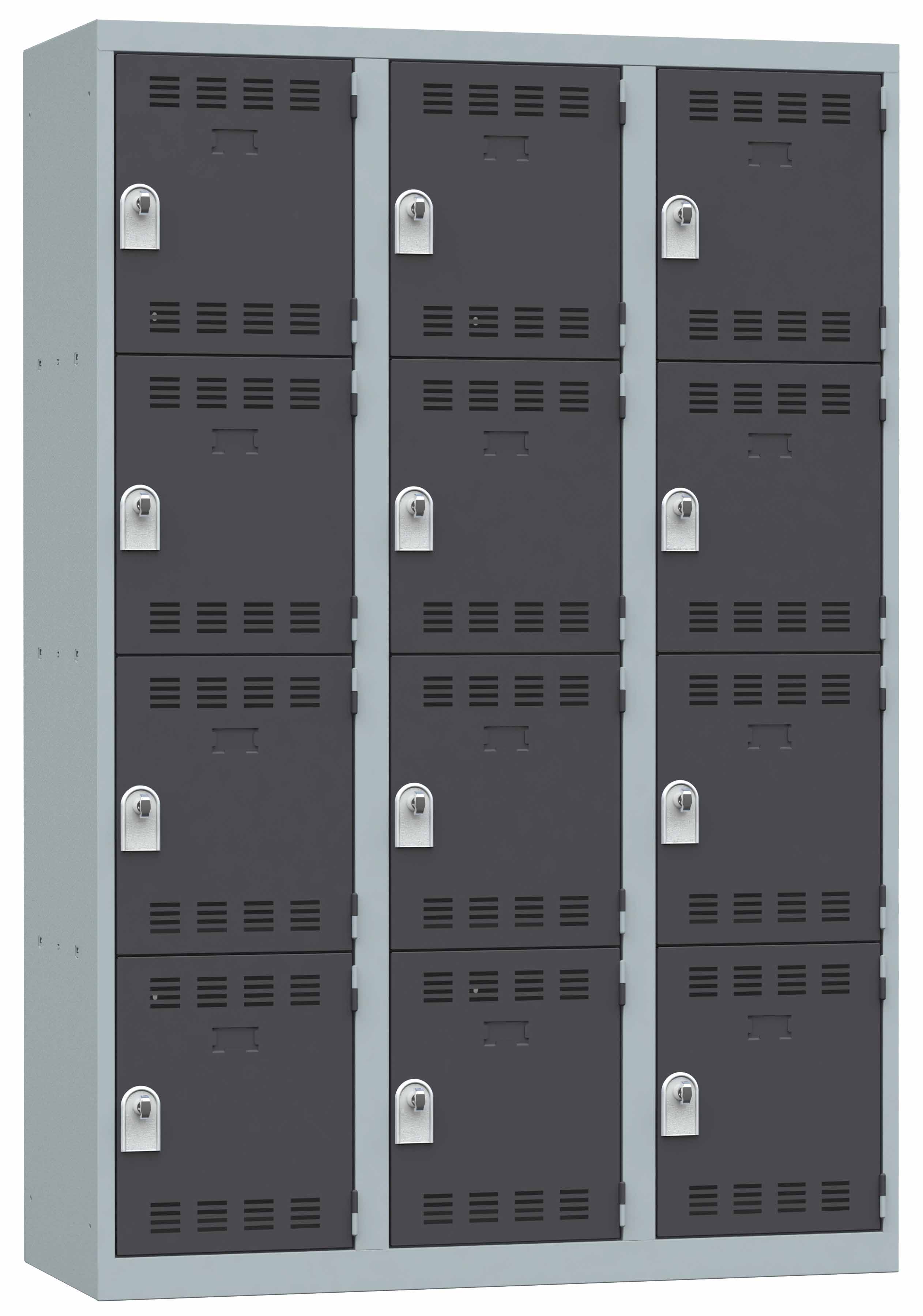 Vestiaire non visitable 3 colonnes 4 casiers galvanisé - l. 40 cm - impératif : serrure en option 