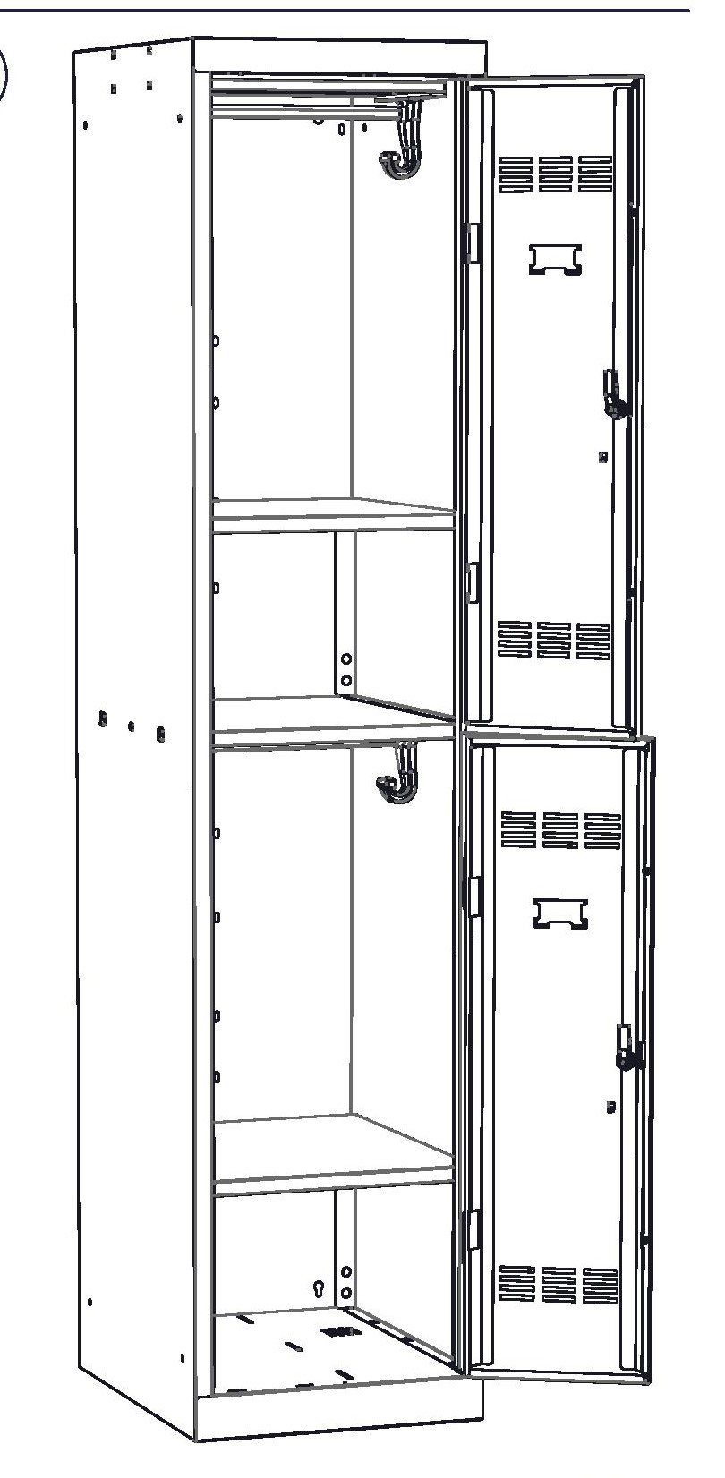 Tablette supplémentaire pour vestiaire l. 40 cm - 2 cases par colonne - en partie basse pour constituer