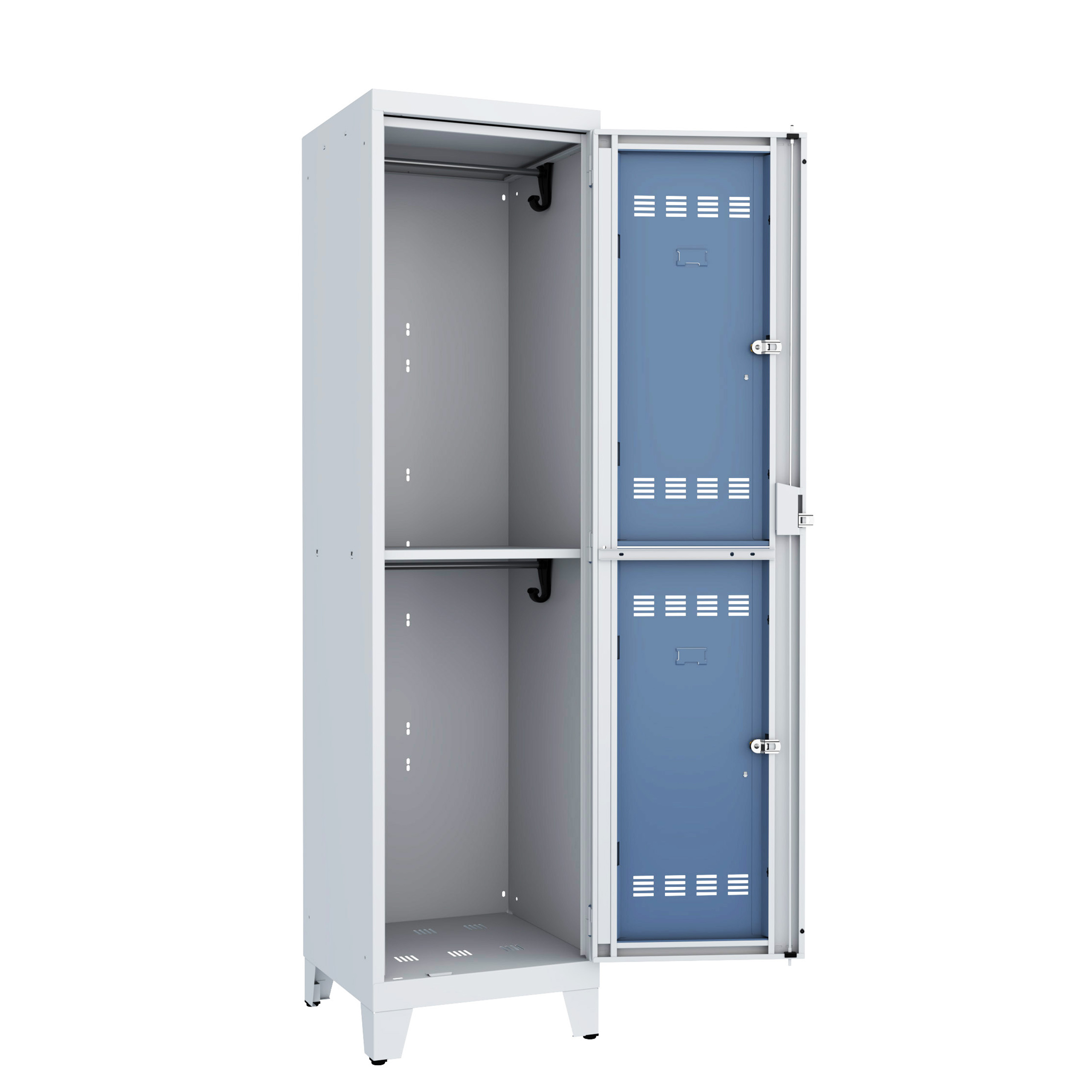 Vestiaire visitable 1 colonne 2 casiers sur pieds galvanisé serrure ou moraillon