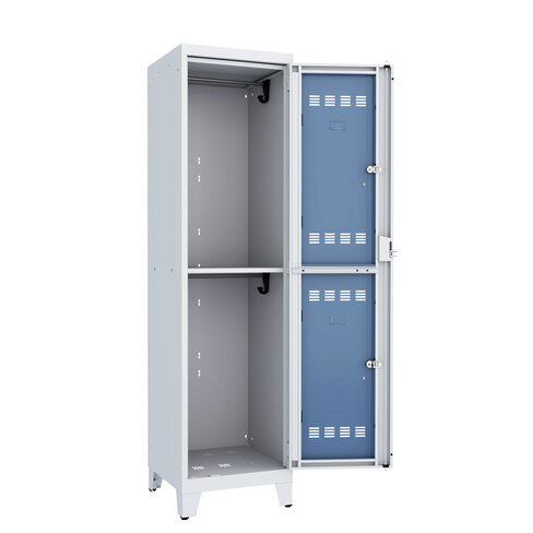 Vestiaire visitable 1 colonne 2 casiers sur pieds galvanisé serrure ou moraillon