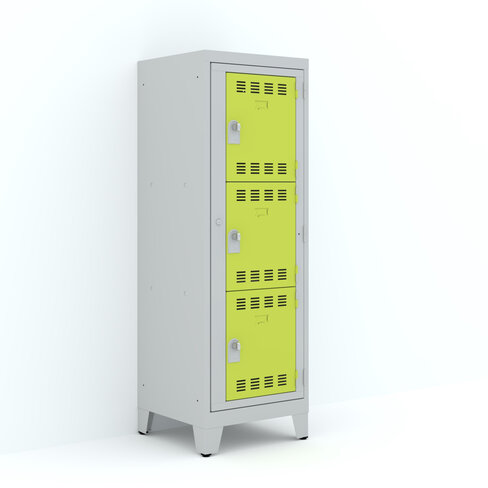 Vestiaire visitable 1 colonne 3 casiers sur pieds - serrure ou moraillon